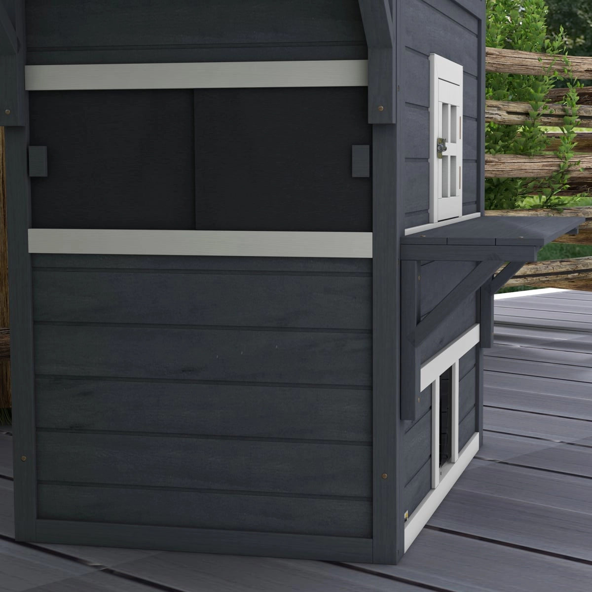 212 Main Paw Hut Cat House, Outdoor 3-Tier Kitty Shelter, Weather Resistant with Escape Door
