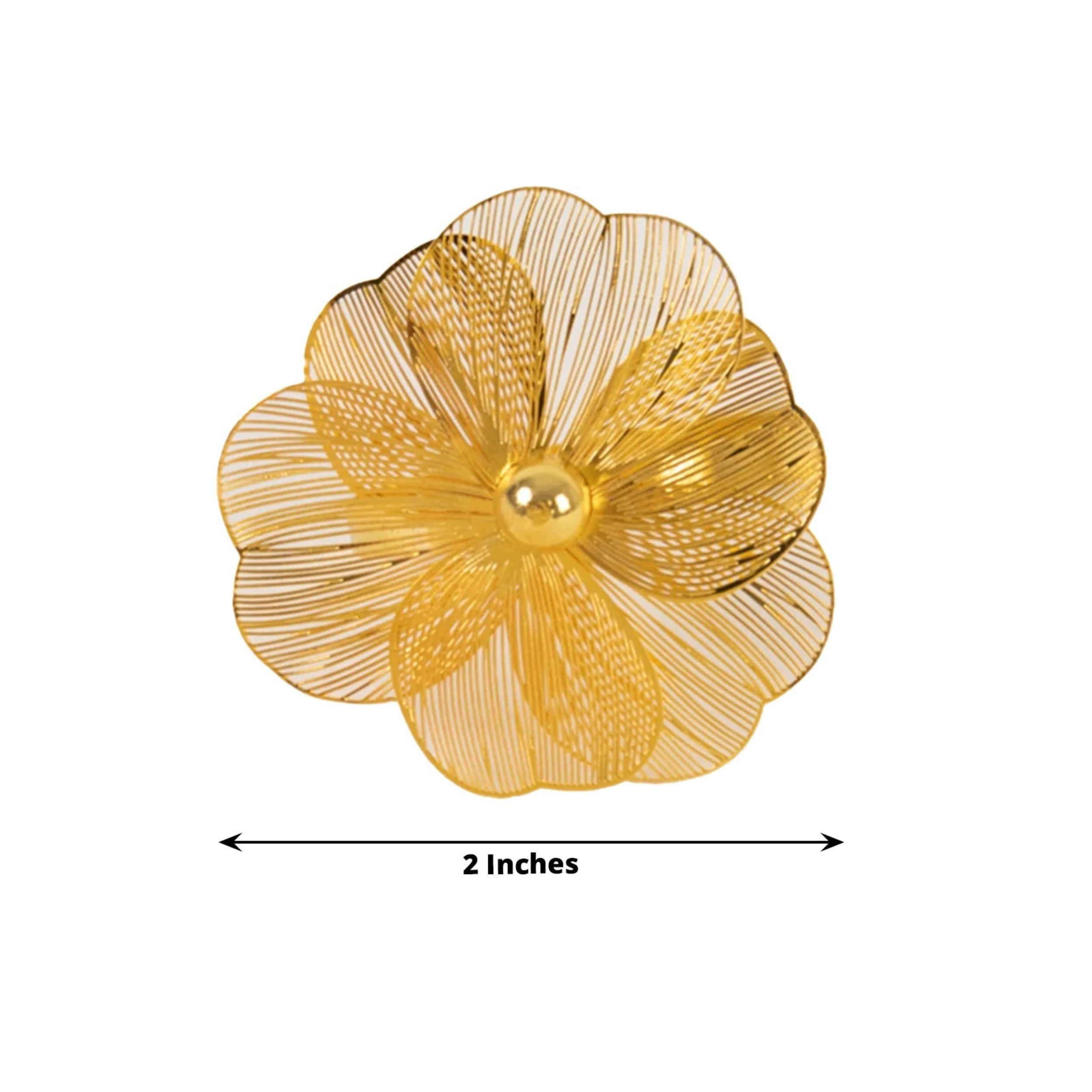 Home Collection 2-Inch Jasmine Flower Metal Napkin Rings-Set of 4