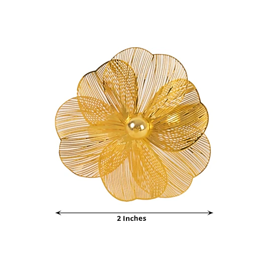 Home Collection 2-Inch Jasmine Flower Metal Napkin Rings-Set of 4