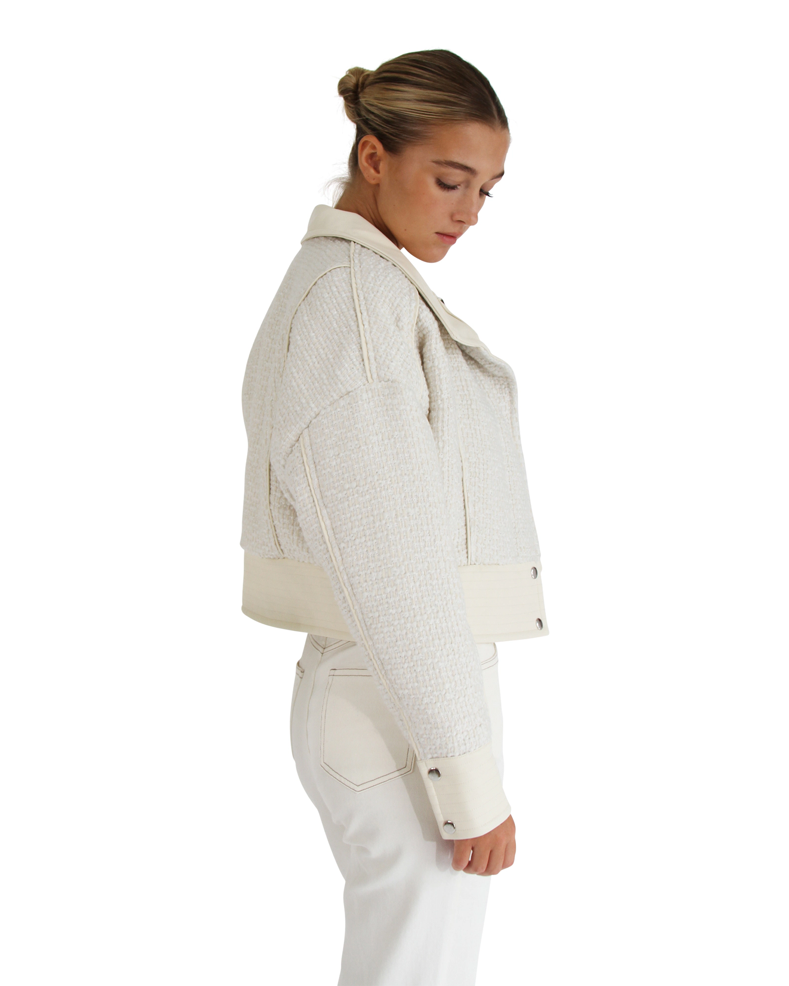 Belle & Bloom Womens Mad Love Cropped Bomber Jacket