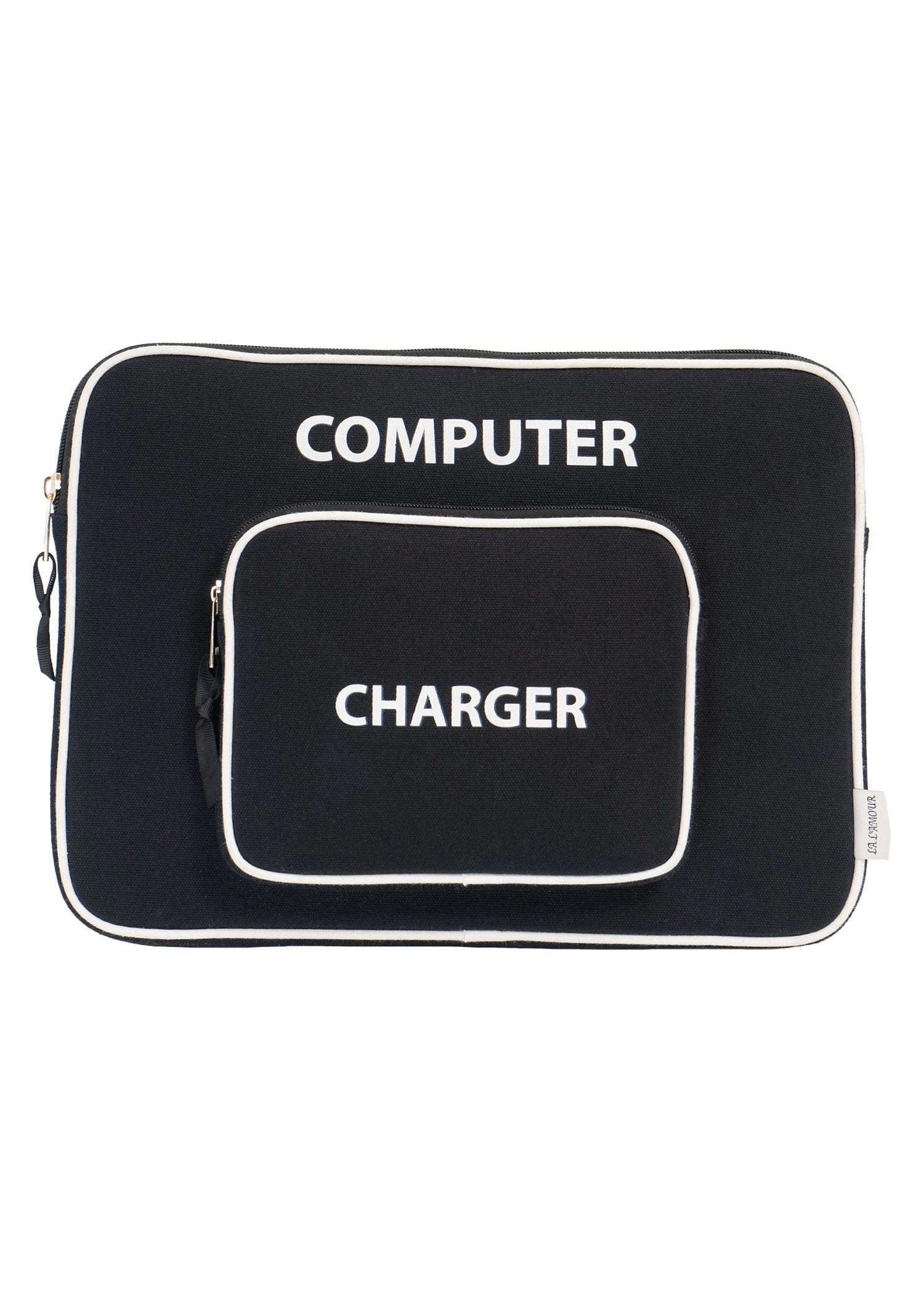 La L'Amour 15 Inch Cotton Canvas Tech Computer Case - Padded Sleeve with Front Zipper Pocket