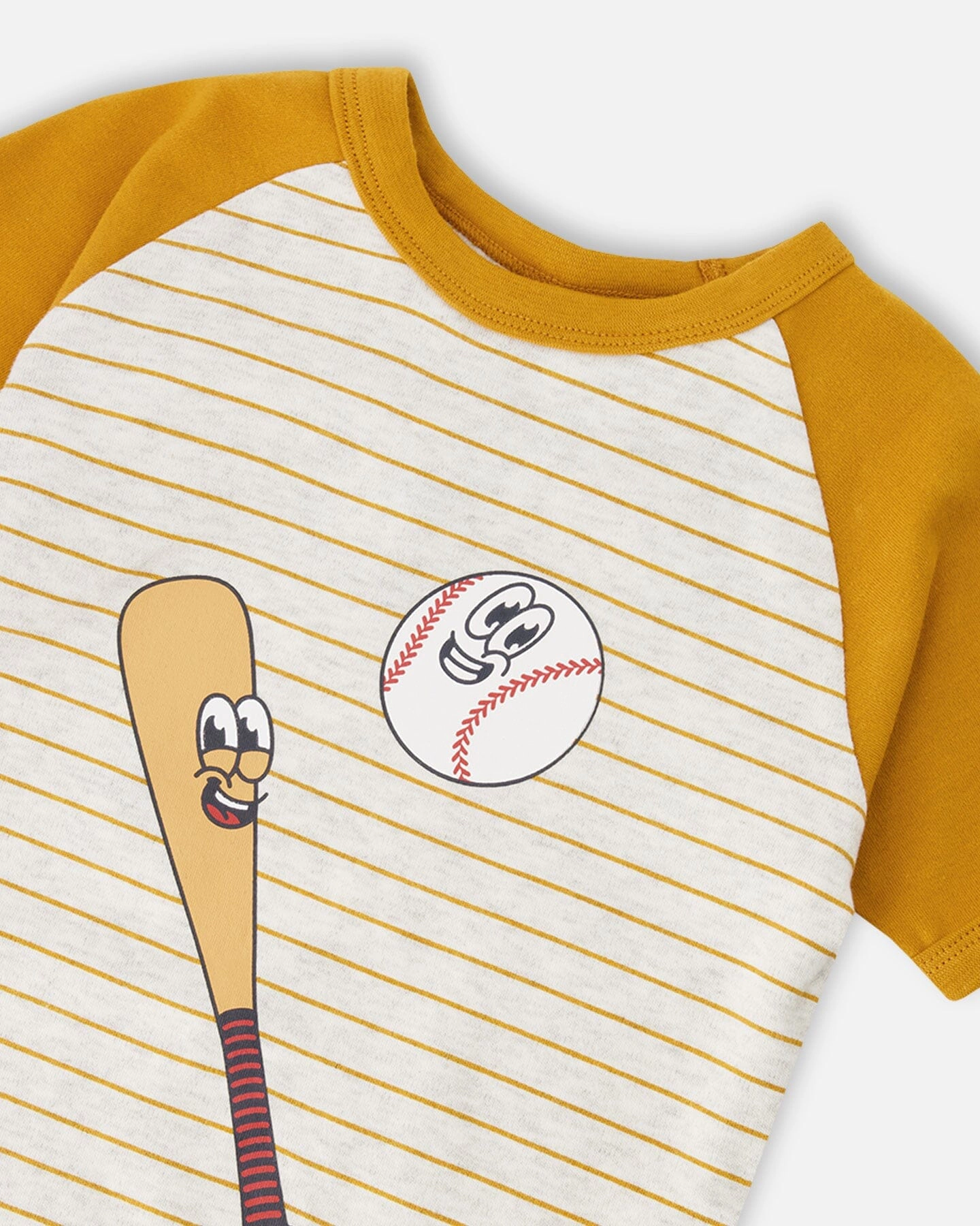 Deux par Boys Organic Cotton Baseball Print T-Shirt and Shorts Two-Piece Pyjama Set