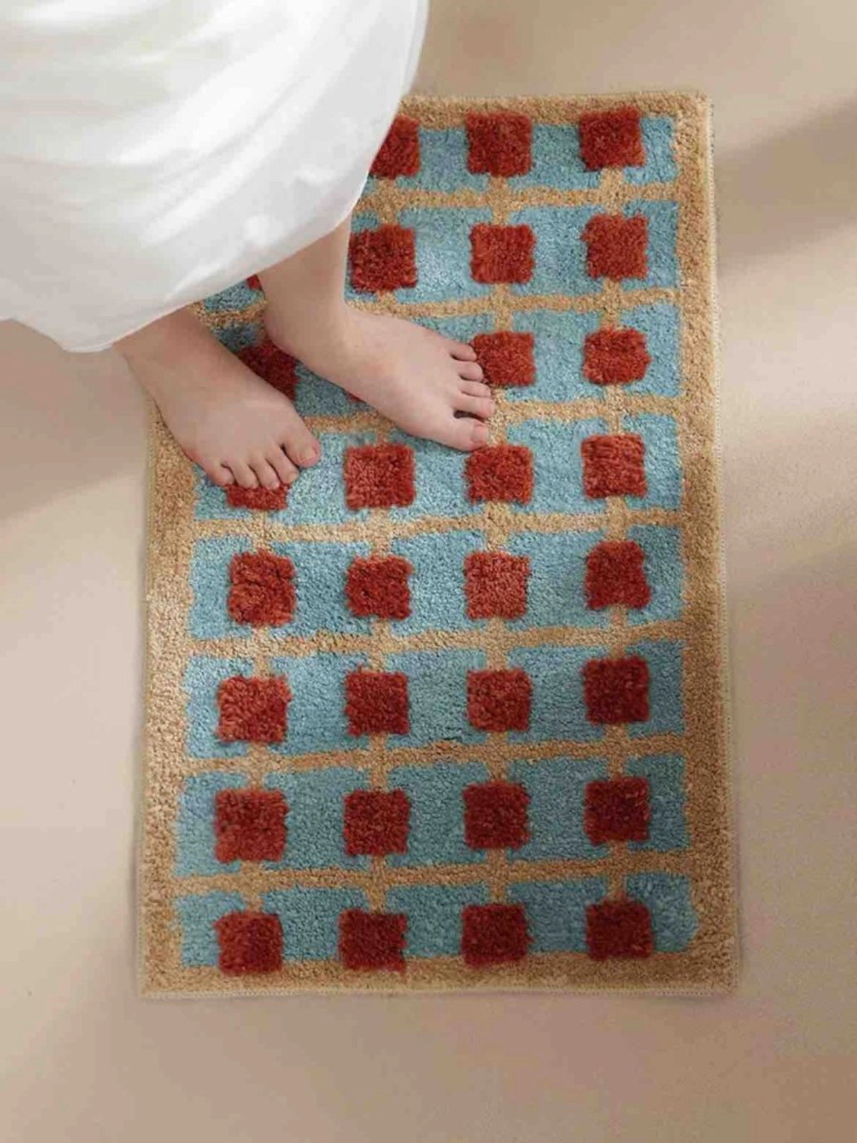 Inspecial Home Soft  Absorbetn Machine Washable Retro Grid Bath Rug