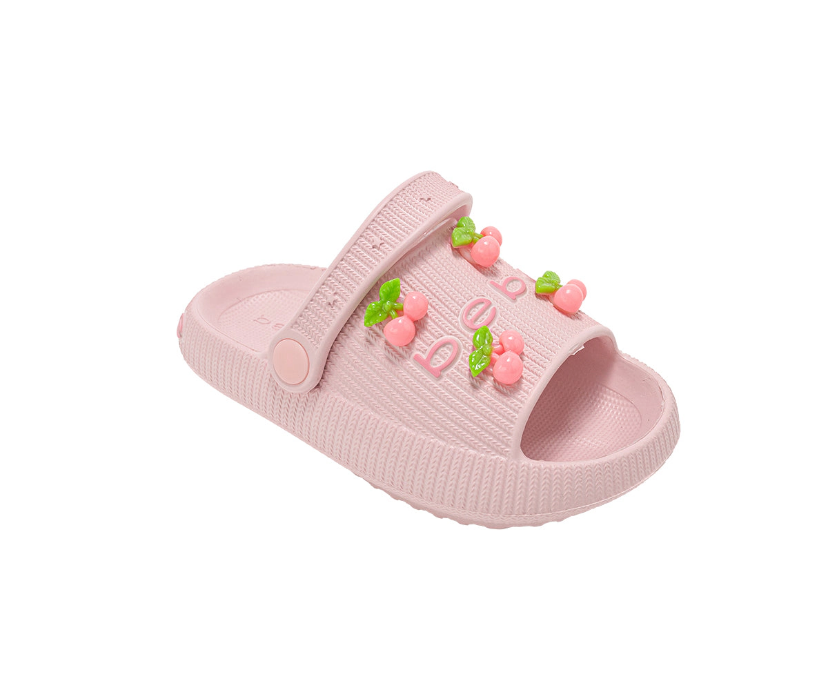 bebe Toddler Girl's Cherry Charm Slide Sandals, Pink