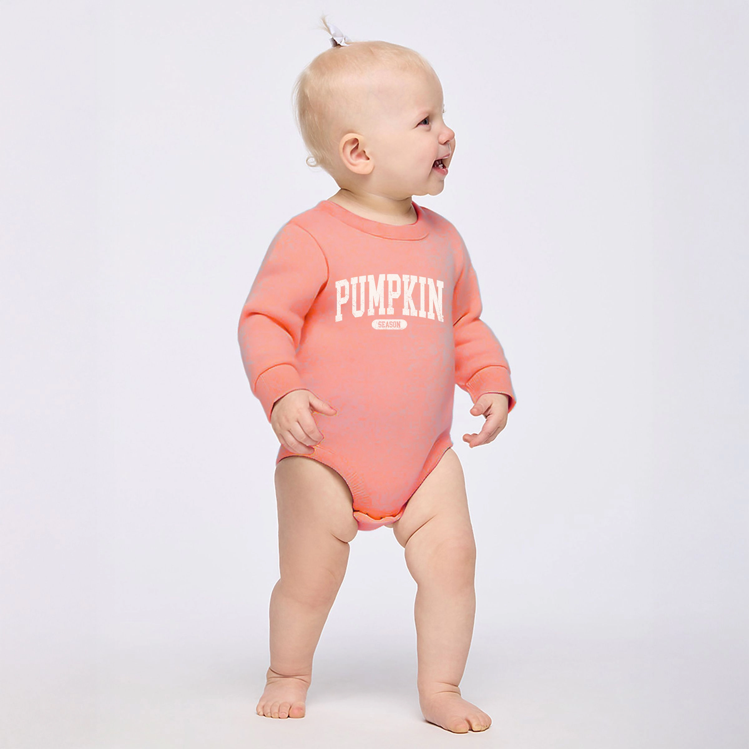 The Juniper Shop - Infant Fleece BodySuit Pumpkin Season Varsity Cream