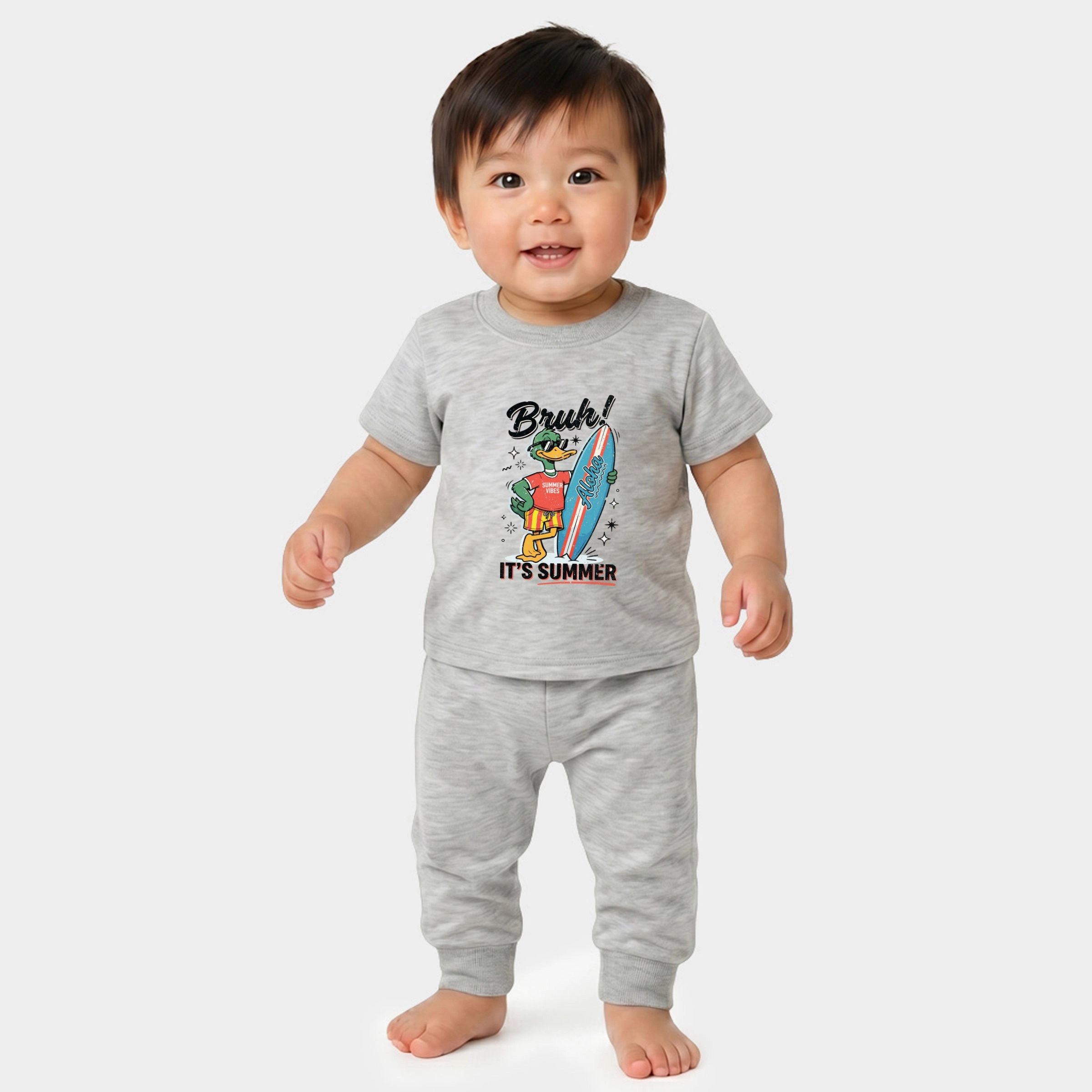 The Juniper Shop - Infant Jogger Pant Crew Set of 2 Bruh! It's Summer Duck