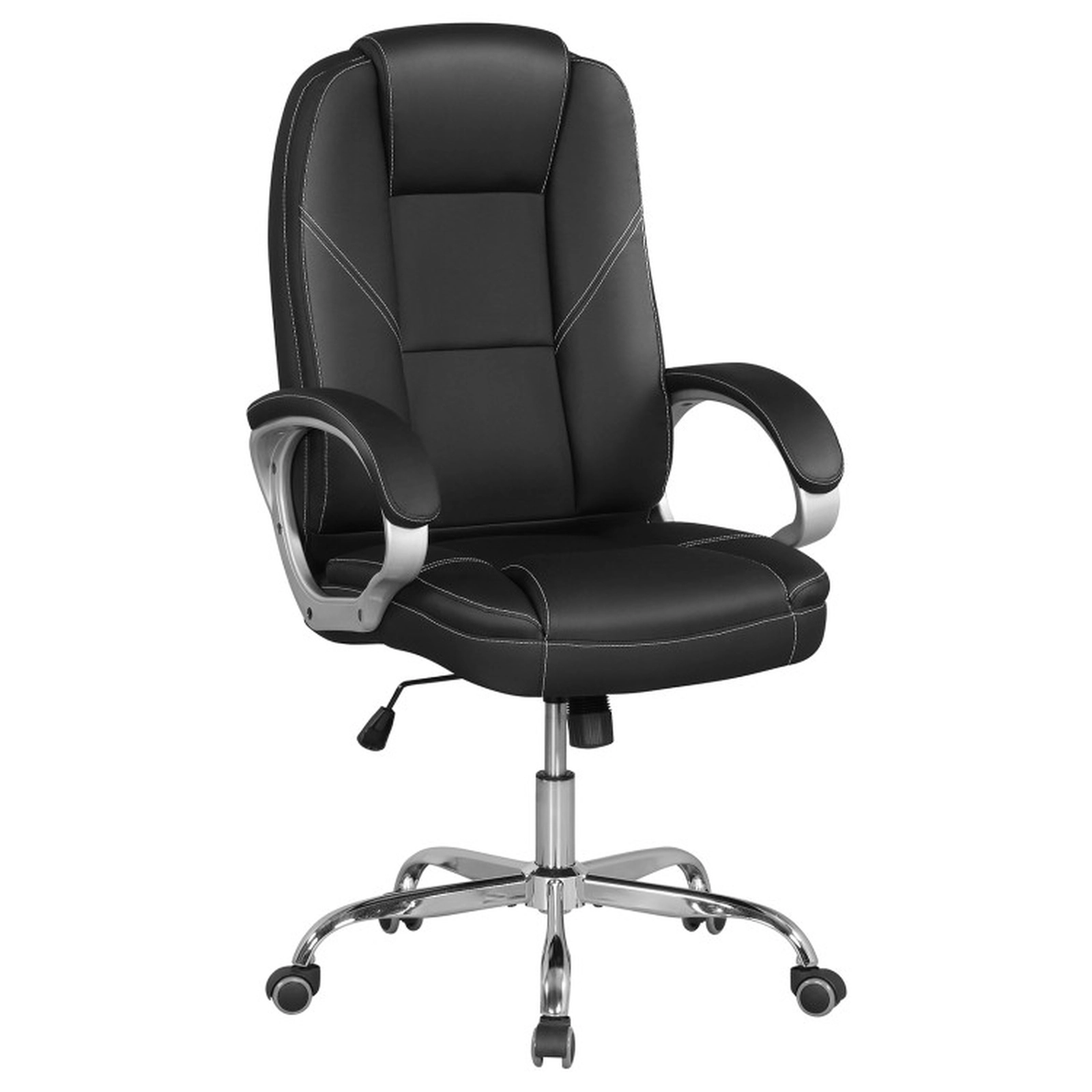SUGIFT Ergonomic Leather Office Chair with Padded Armrests, Rocking Backrest and Adjustable Seat 300-lb Capacity Black