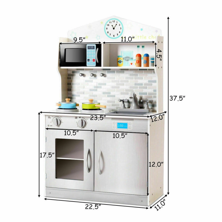 Hivvago Kid's Wooden Pretend Cooking Play Kitchen Set