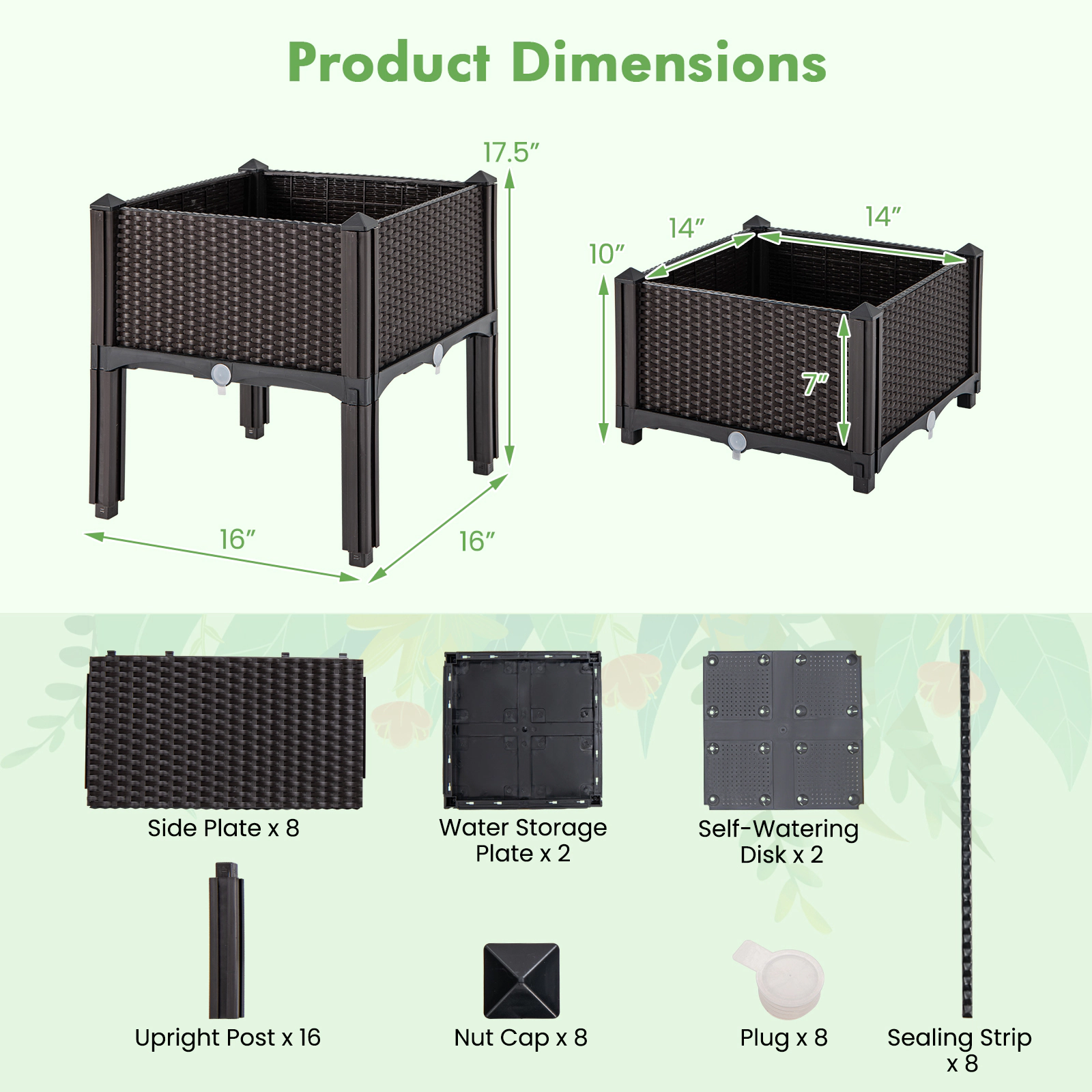 SlickBlue Outdoor Self Watering Raised Garden Bed Planter Box