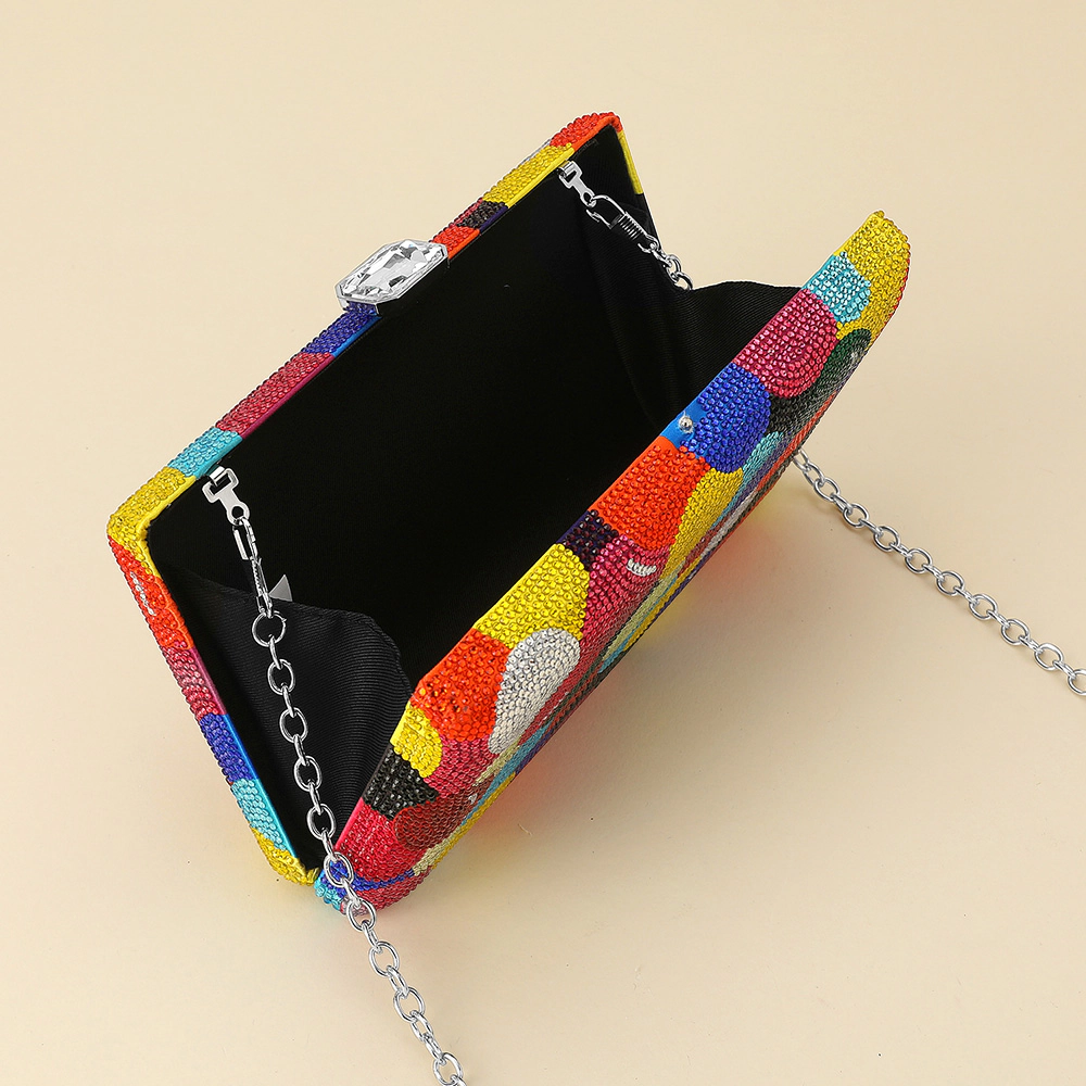 Fashnzfab Multicolor Crystal Rhinestone Studded Crossbody Evening Clutch Bag