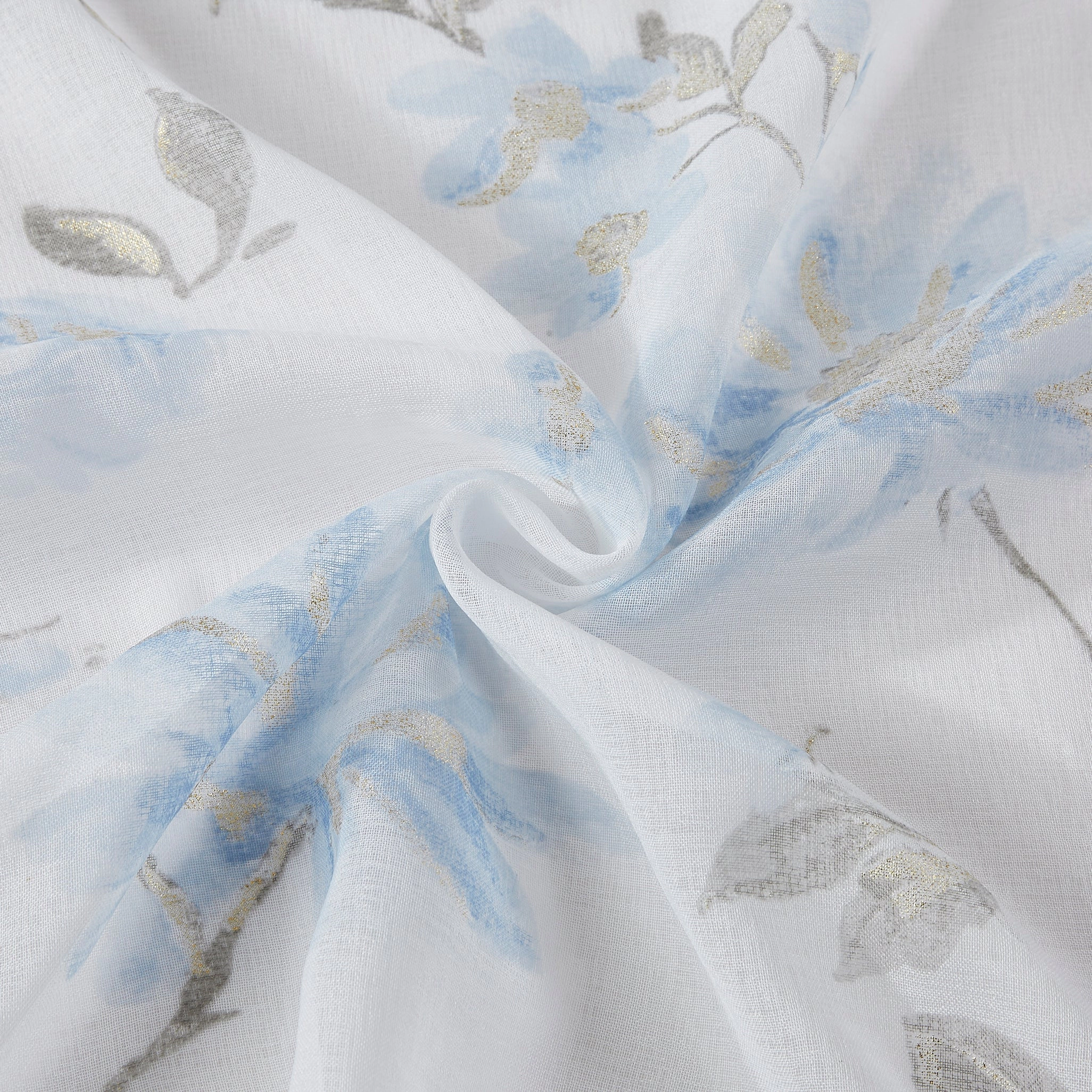 Dainty Home Jacqueline Linen Textured Metallic Fabric Shower Curtain with 12 Matching Hooks 70" x 72"