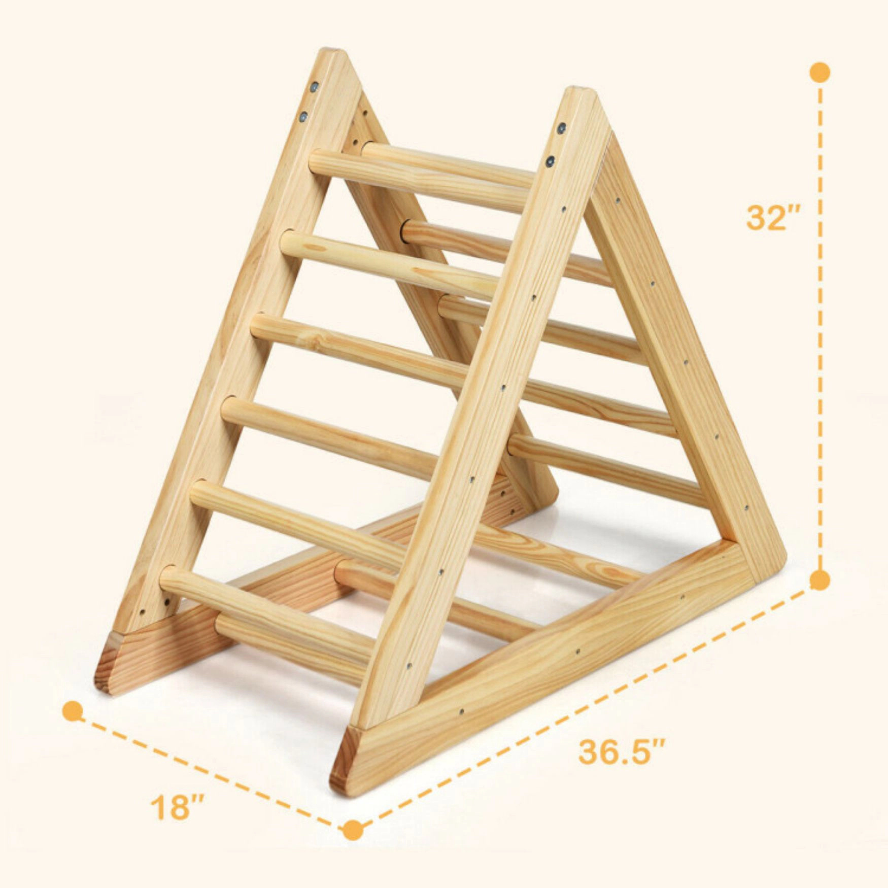 SUGIFT Natural ASTM Certified Toddler Step Training Wooden Triangle Climber