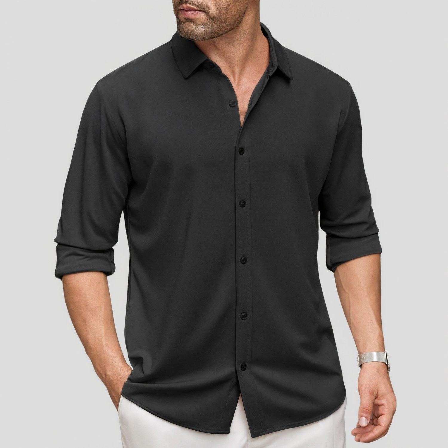 COOFANDY Mens Long Sleeve Button Down Shirts Classic Collar Dressy Casual Tops