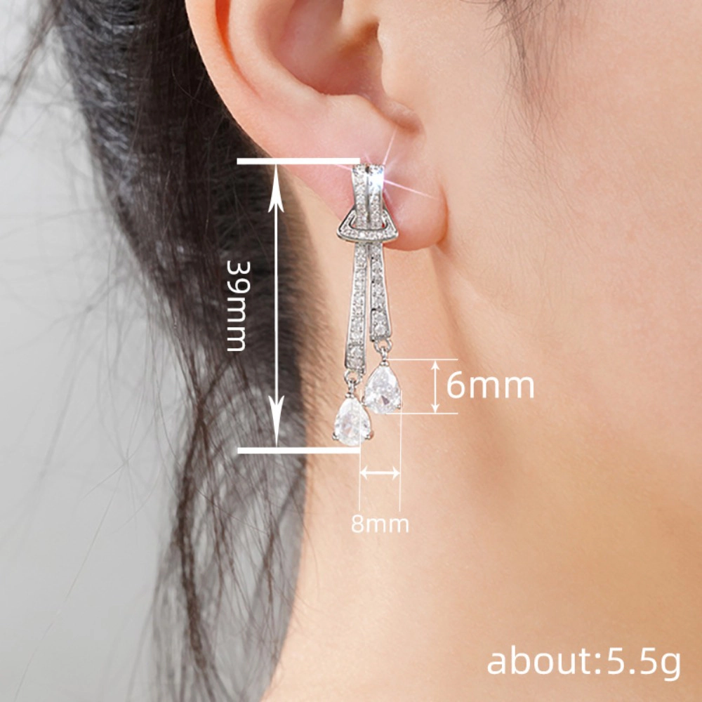 White Gold Plated Waterdrop White Cubic Zirconia Dangle Earrings