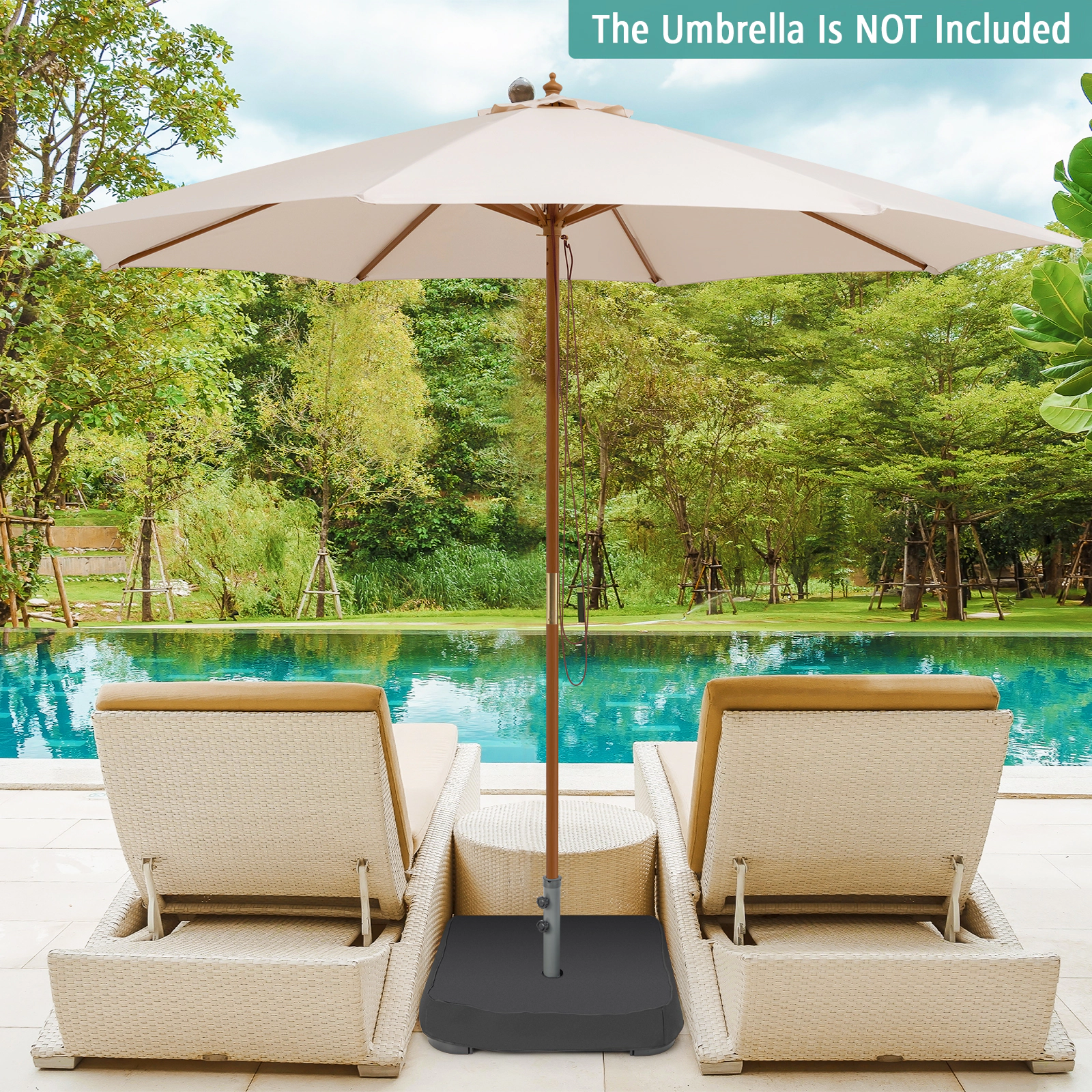 Slickblue Fillable Patio Umbrella Base with Sandbags for Up to 15 Ft Umbrella