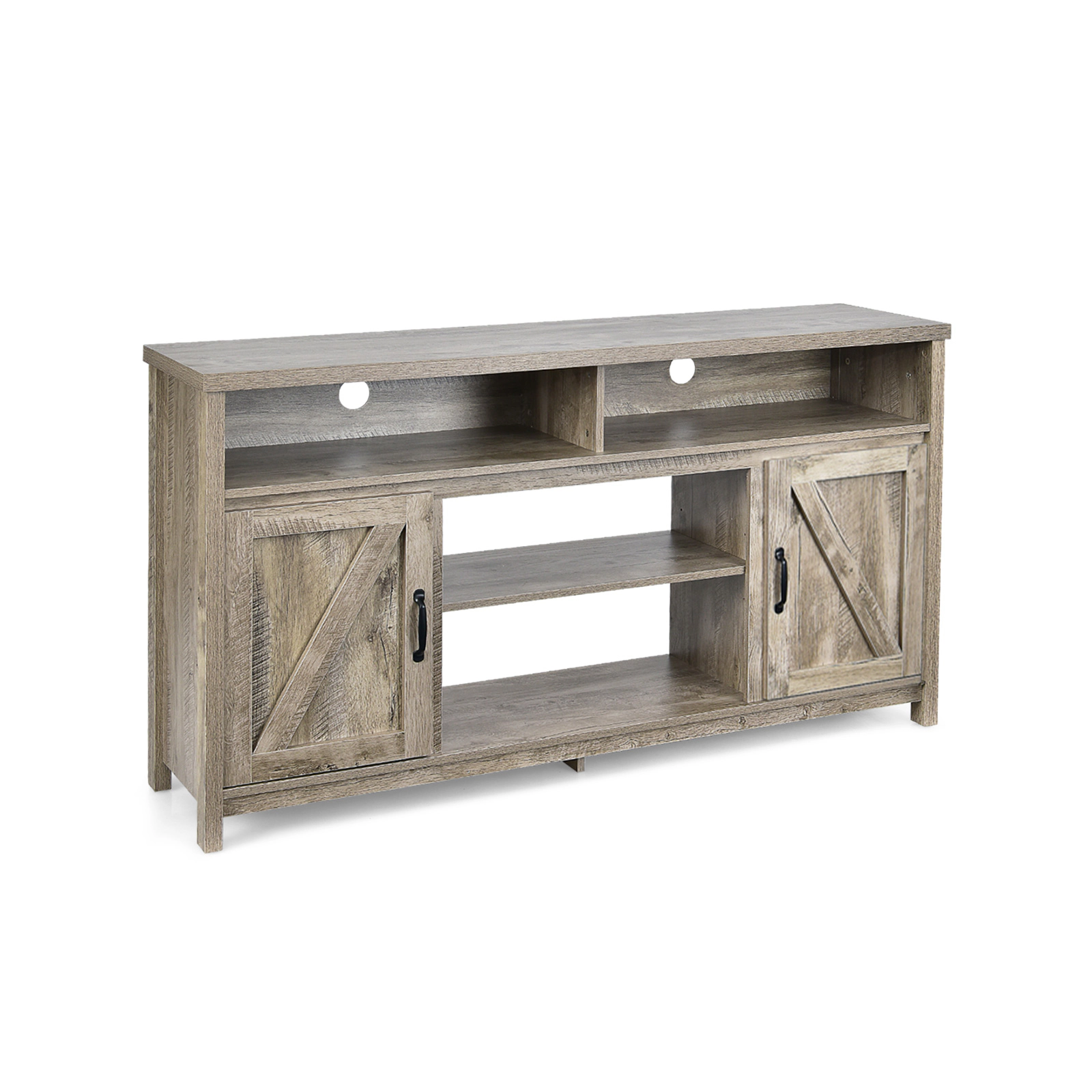 LJG 59 Inch TV Stand Media Center Console Cabinet with Barn Door for TV's 65 Inch