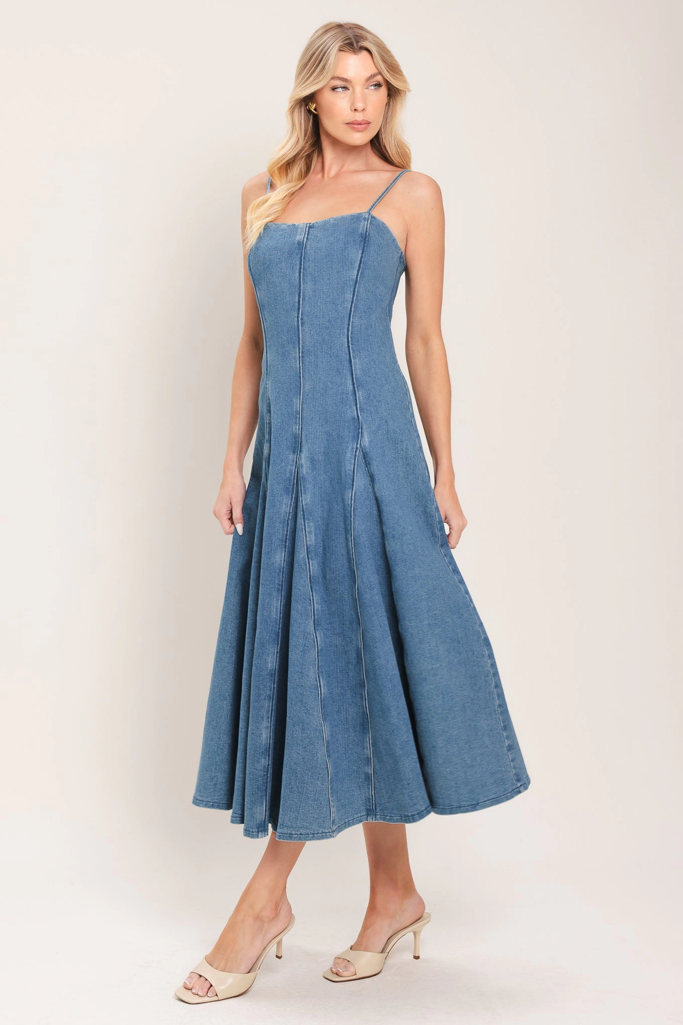 Truedames Women Indigo Whisper Denim Midi Dress