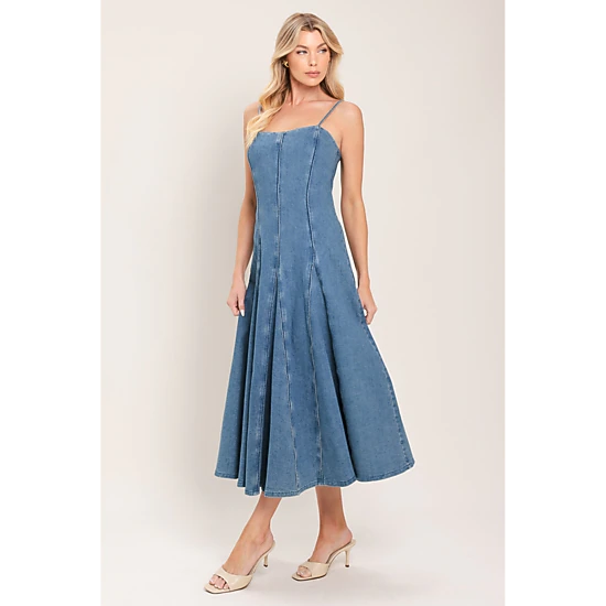 TRUEDAMES Women Indigo Whisper Denim Midi Dress