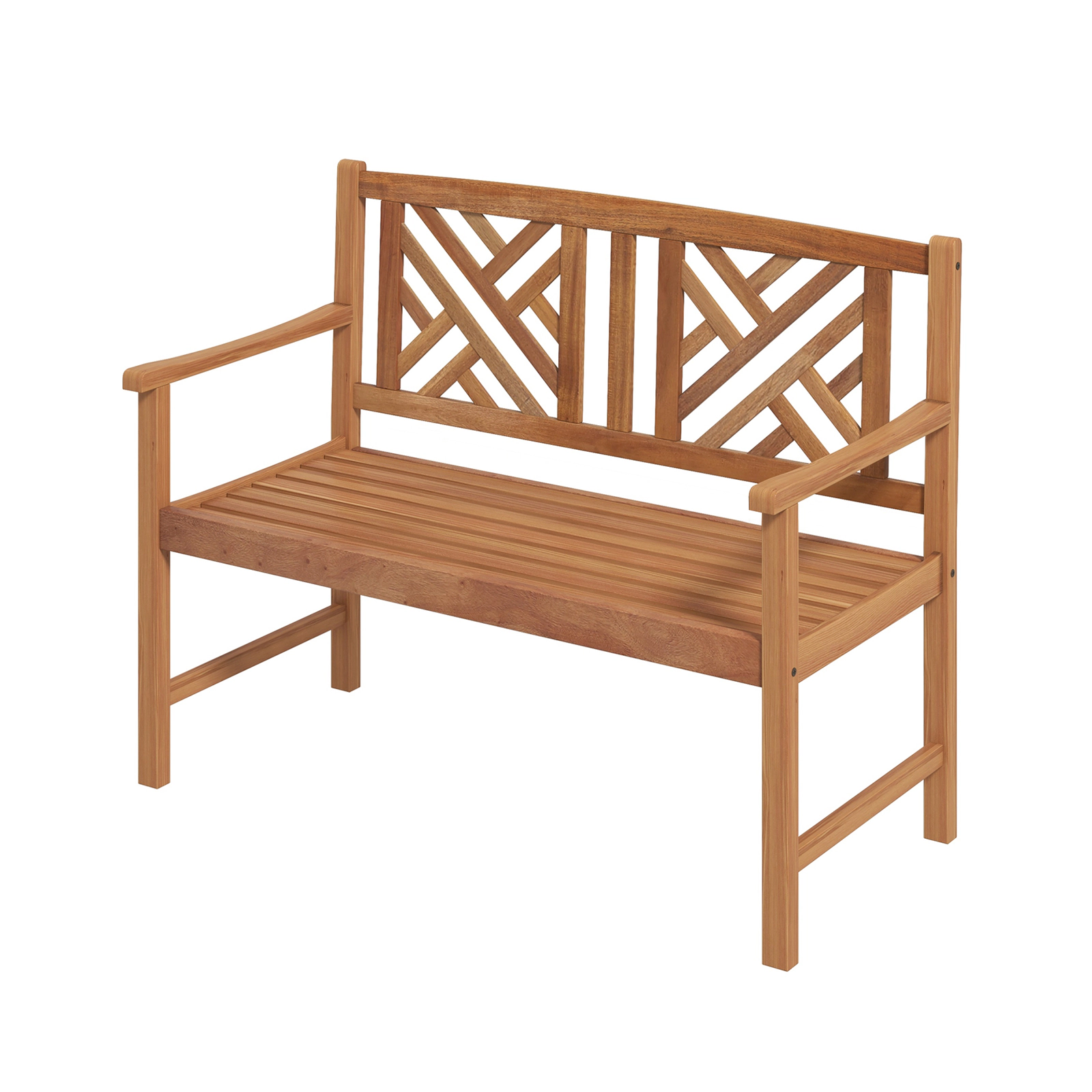 Hivvago 2-Person Wood Outdoor Bench With Cozy Armrest And Backrest