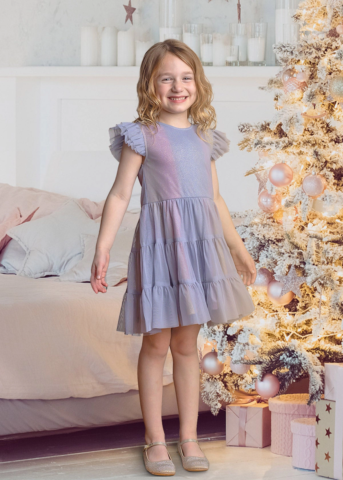 Isobella and Chloe Phoenix Tiered Soft Tulle Dress
