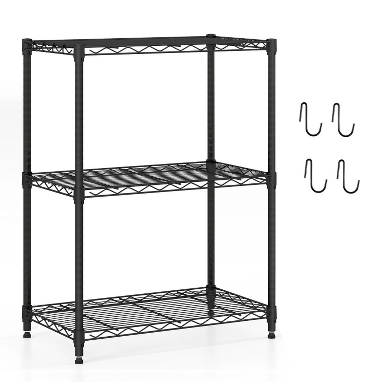 SUGIFT Set of 2 3-Tier V-Shaped Wire Rack Metal Storage Shelving 23.5-in x 13.5-in x 31-in 450-lb Capacity Black