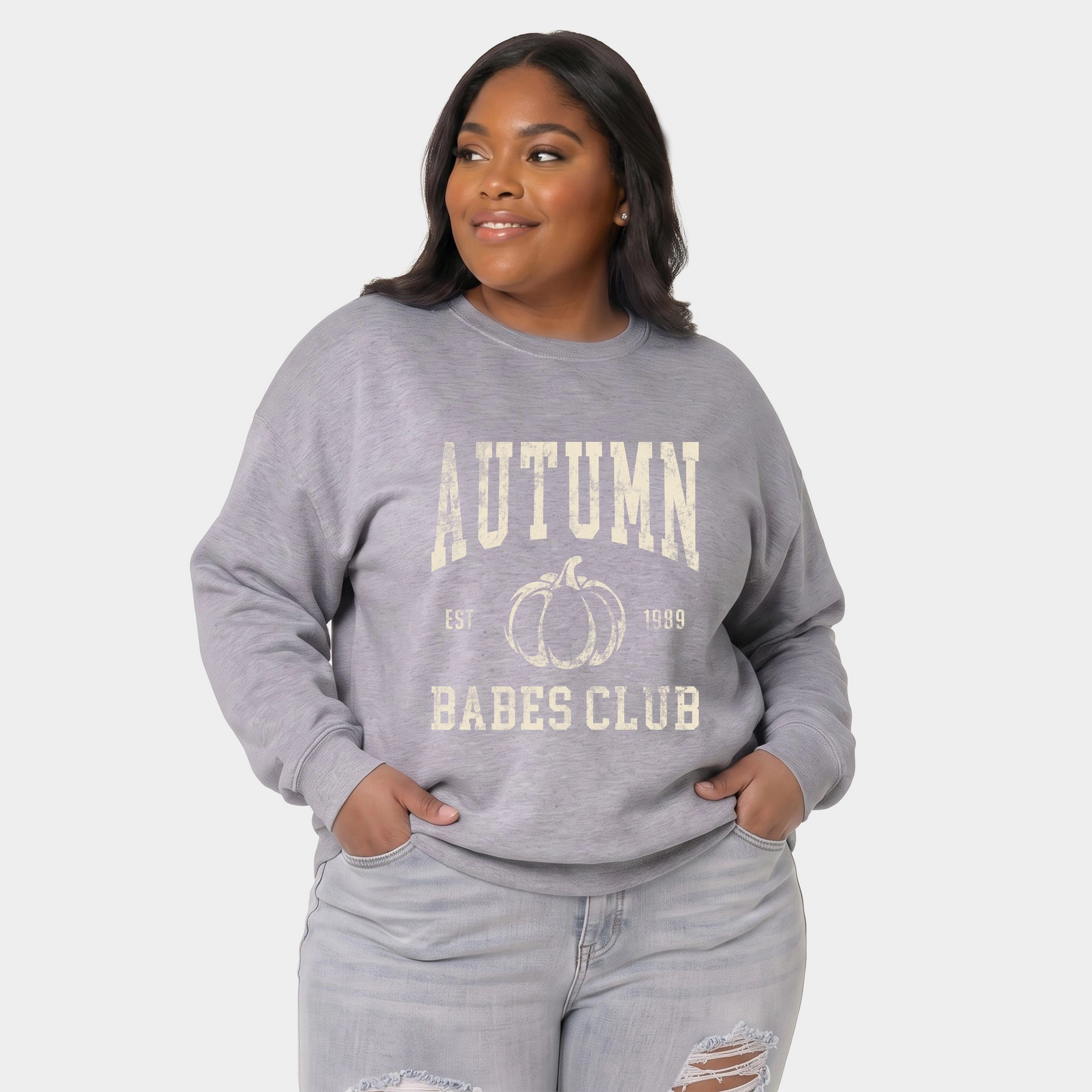 Simply Sage Market - Women's Plus Sized Graphic Sweatshirt Autumn Babes Club Pumpkin