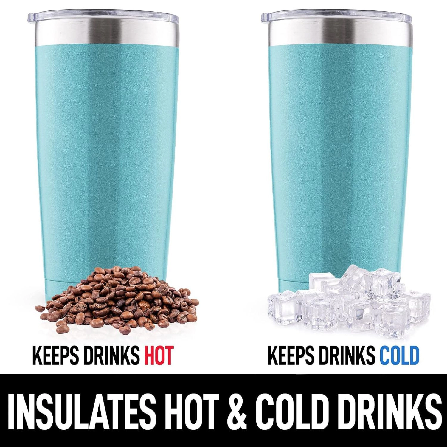 Zulay Kitchen 20oz Double Walled Insulated Tumbler with Lid and Straw