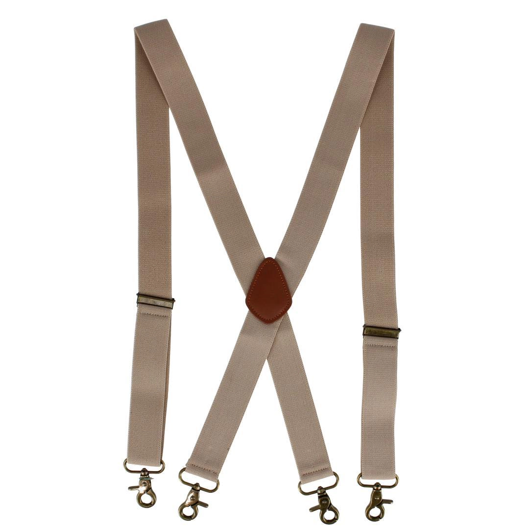 CTM Men's Elastic X-Back Brass Swivel Hook Suspenders
