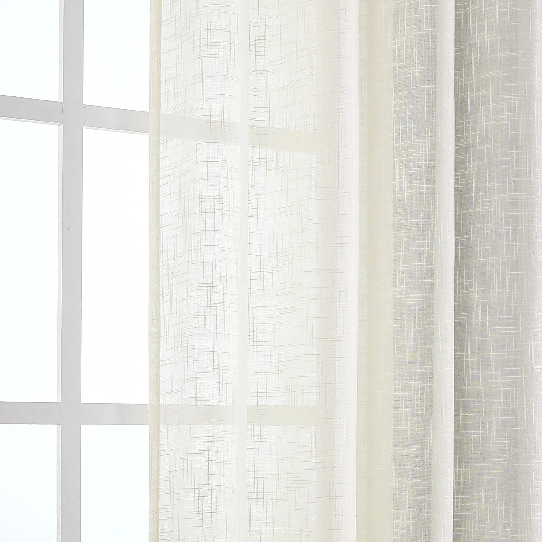 Kate Aurora 2 Pack Lux Thread Premium Woven Grommet Top Sheer Curtain Panels
