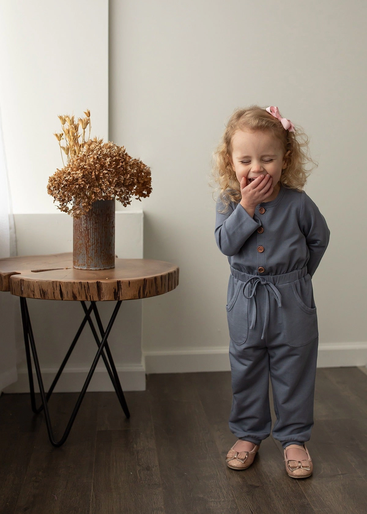Mabel and Honey Into the Field Knit Jumpsuit - Girls Navy