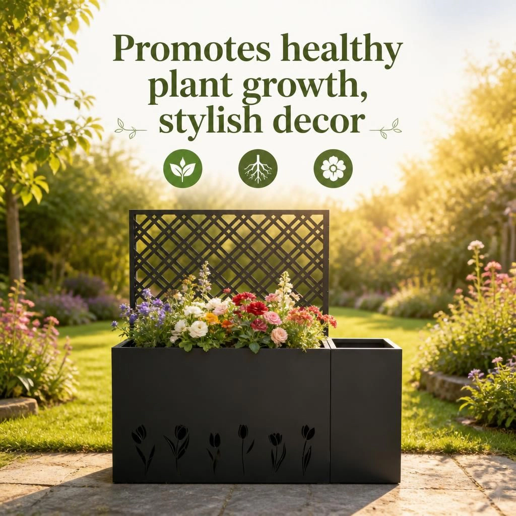 WOW PIONEER Sturdy Solid Iron Outdoor Garden Planter Weather Resistant for Patio Yard Balcony