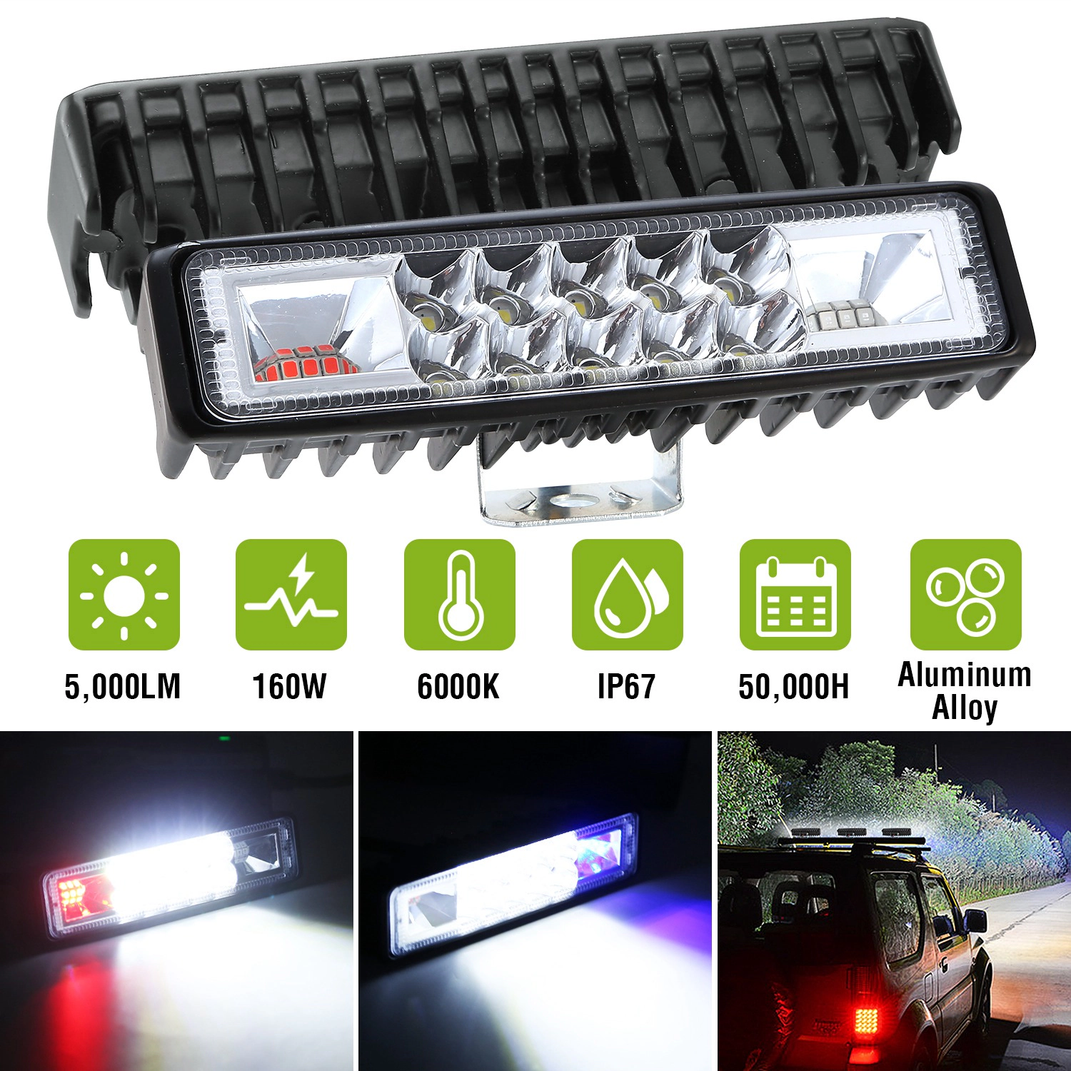 GBruno 6-Inch 160W LED Light Bar 2-Pack
