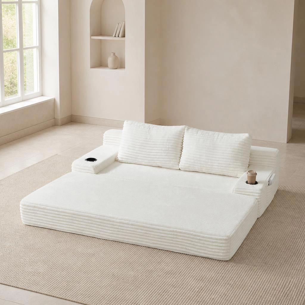 GOODSILO Convertible Corduroy Pull Out Sofa Bed