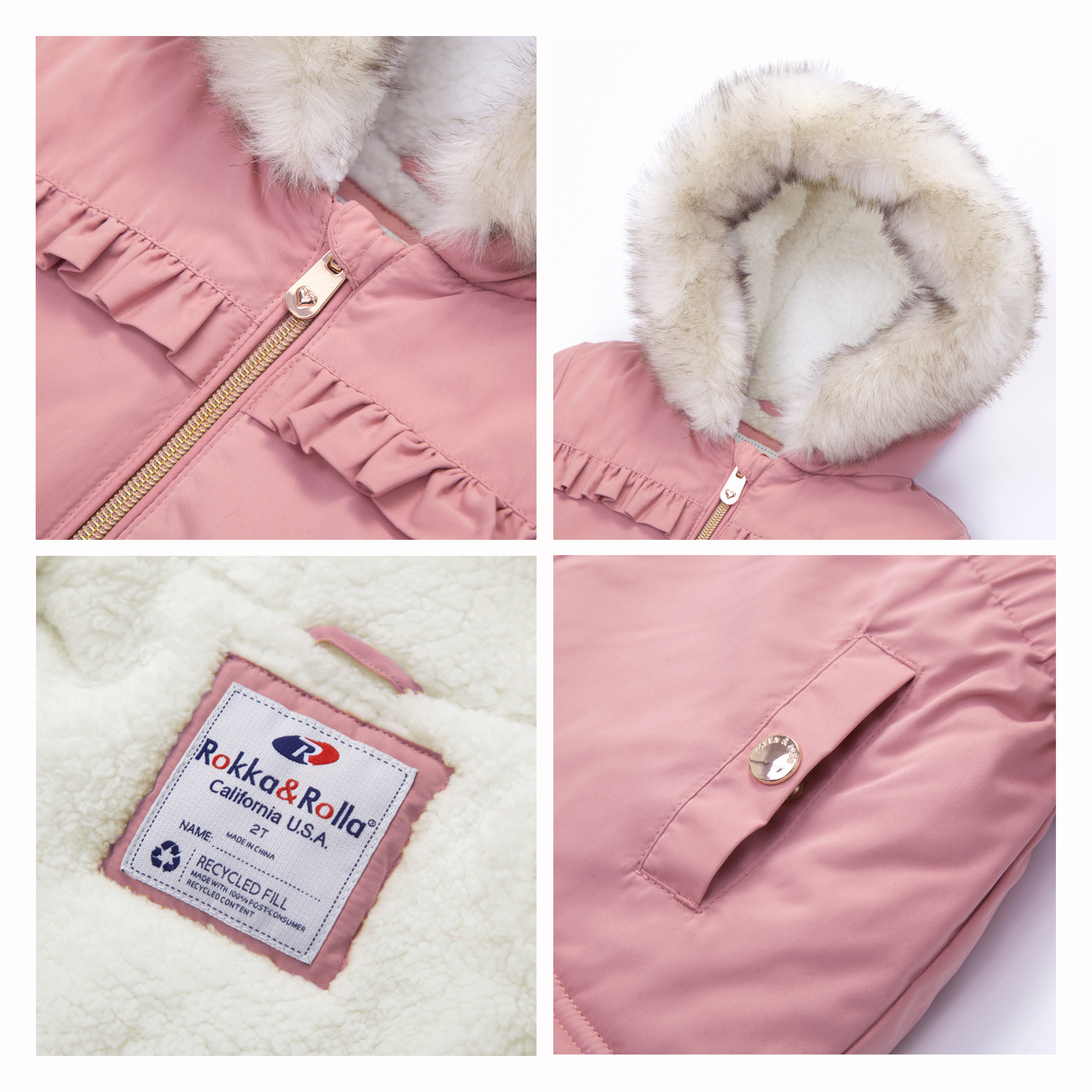 Rokka&Rolla Baby Girls Sherpa-Lined Puffer Jacket