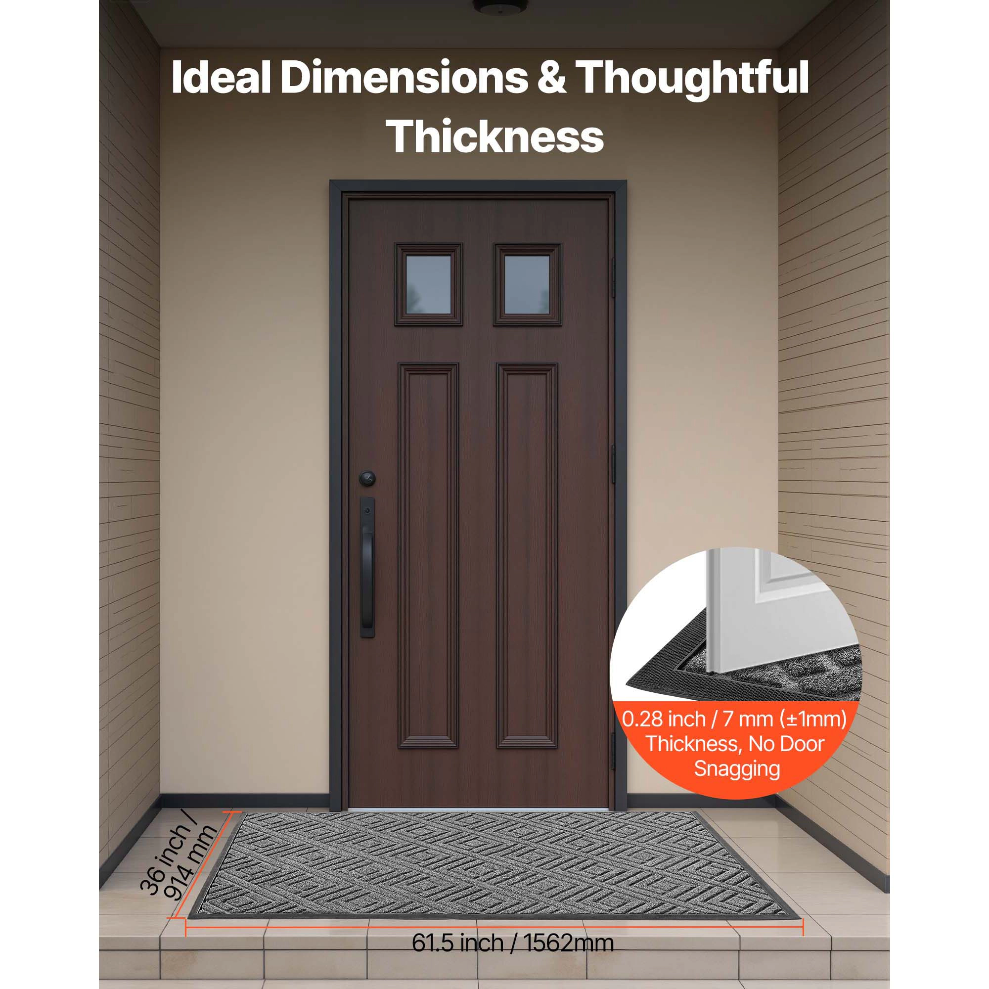 HONGGE Front Door Mat Commercial Floor Mat for Indoor and Outdoor Modern Stylish Carpet with TPE Backing Heavy Duty