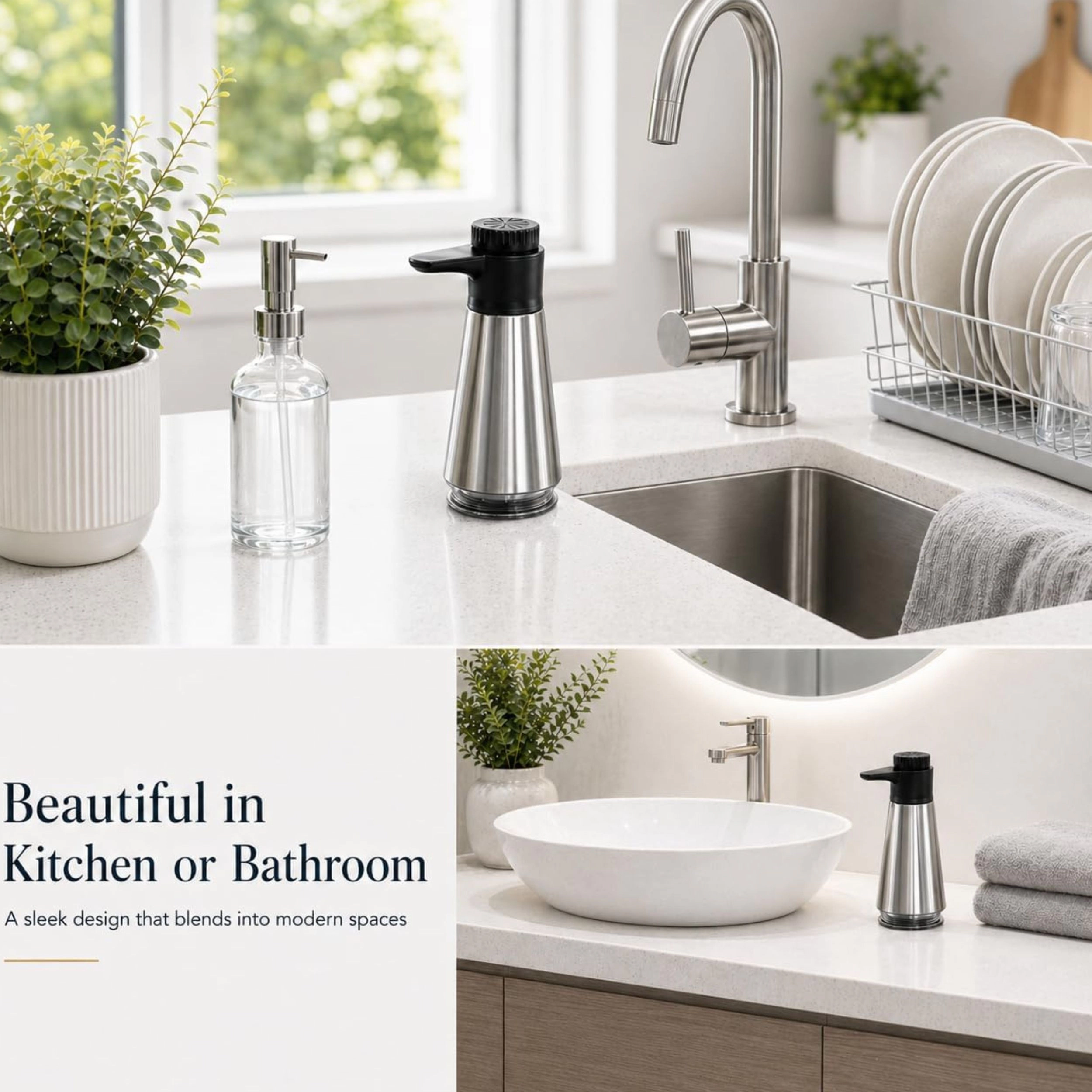 Stock Preferred Stainless Steel Adjustable Kitchen Dish Soap Dispenser
