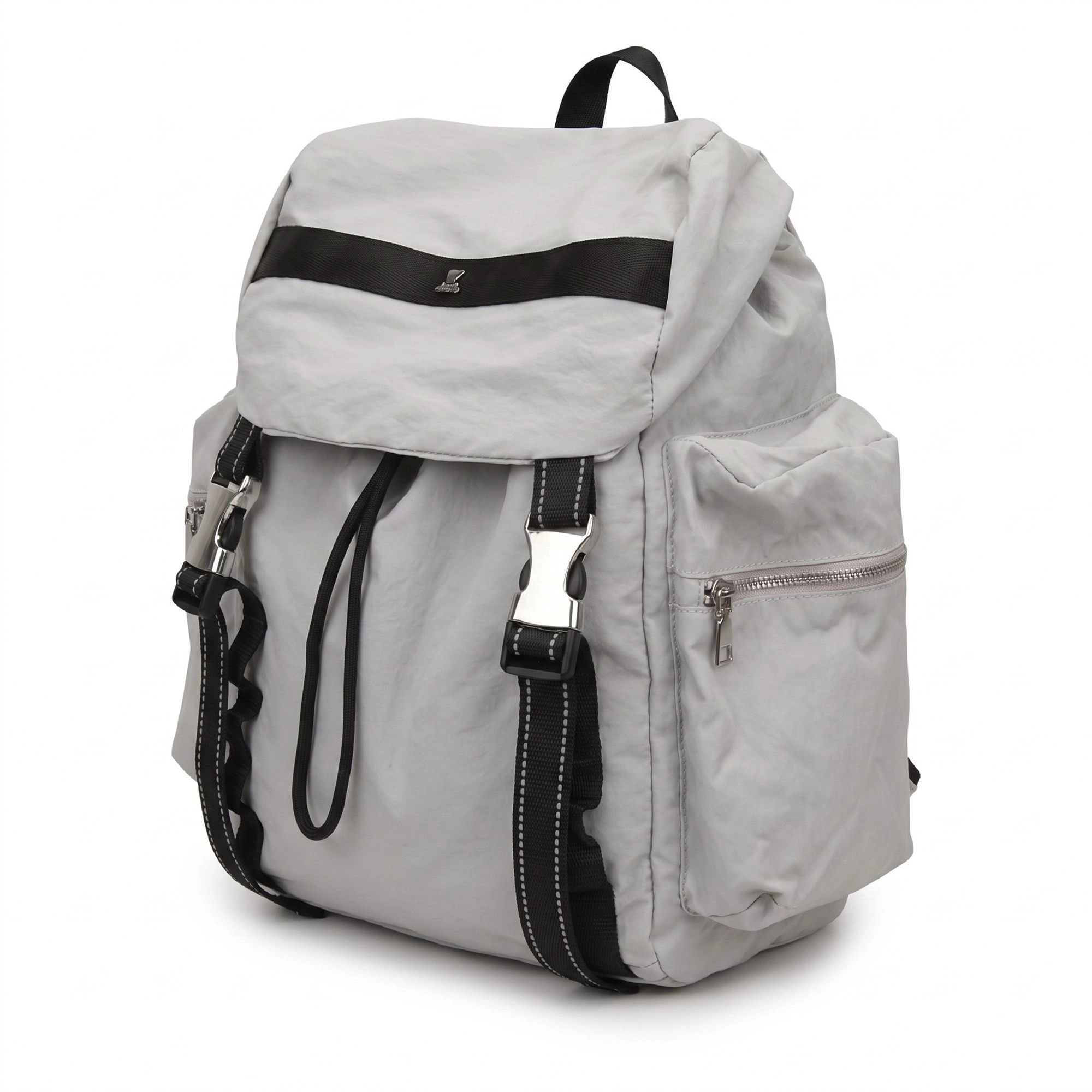 Alilang Women's Flap Drawstring Backpack with Dual Buckle Straps and Zippered Side Pockets