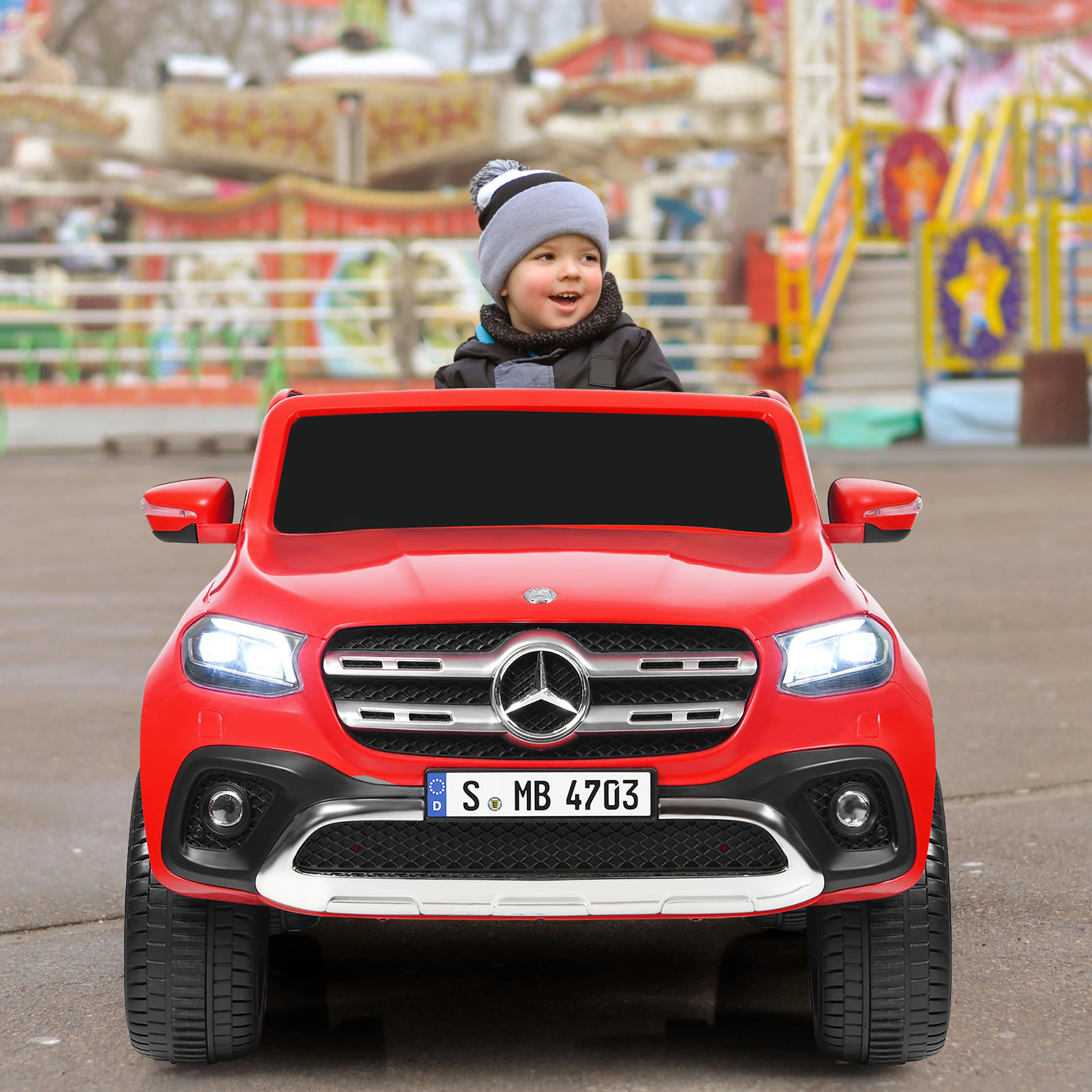 Costway Licensed Mercedes Benz x Class 12V 2-Seater Kids Ride On Car w/ Trunk Red