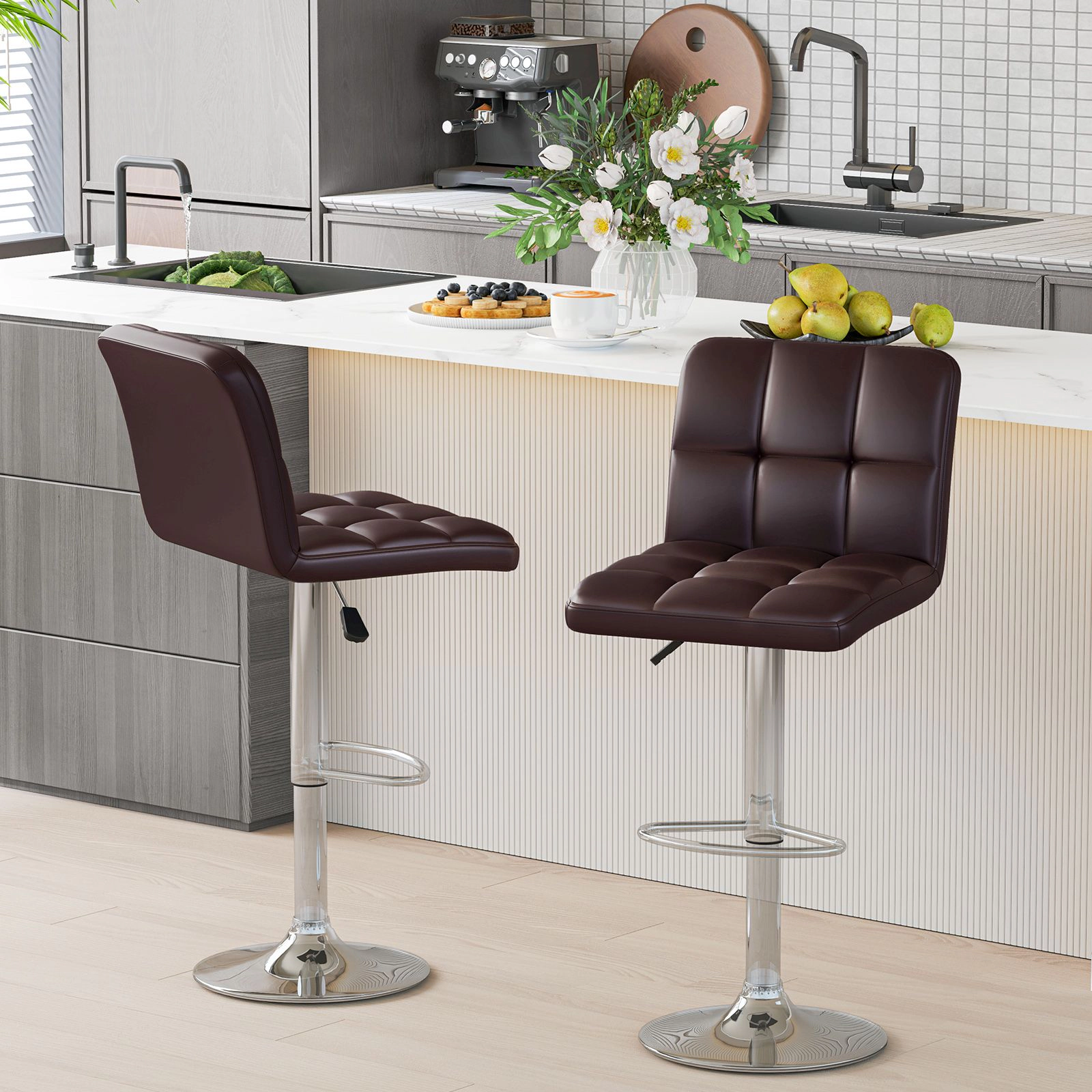 SlickBlue Modern Counter Height Bar Stools 360° Swivel Adjustable Kitchen Chairs
