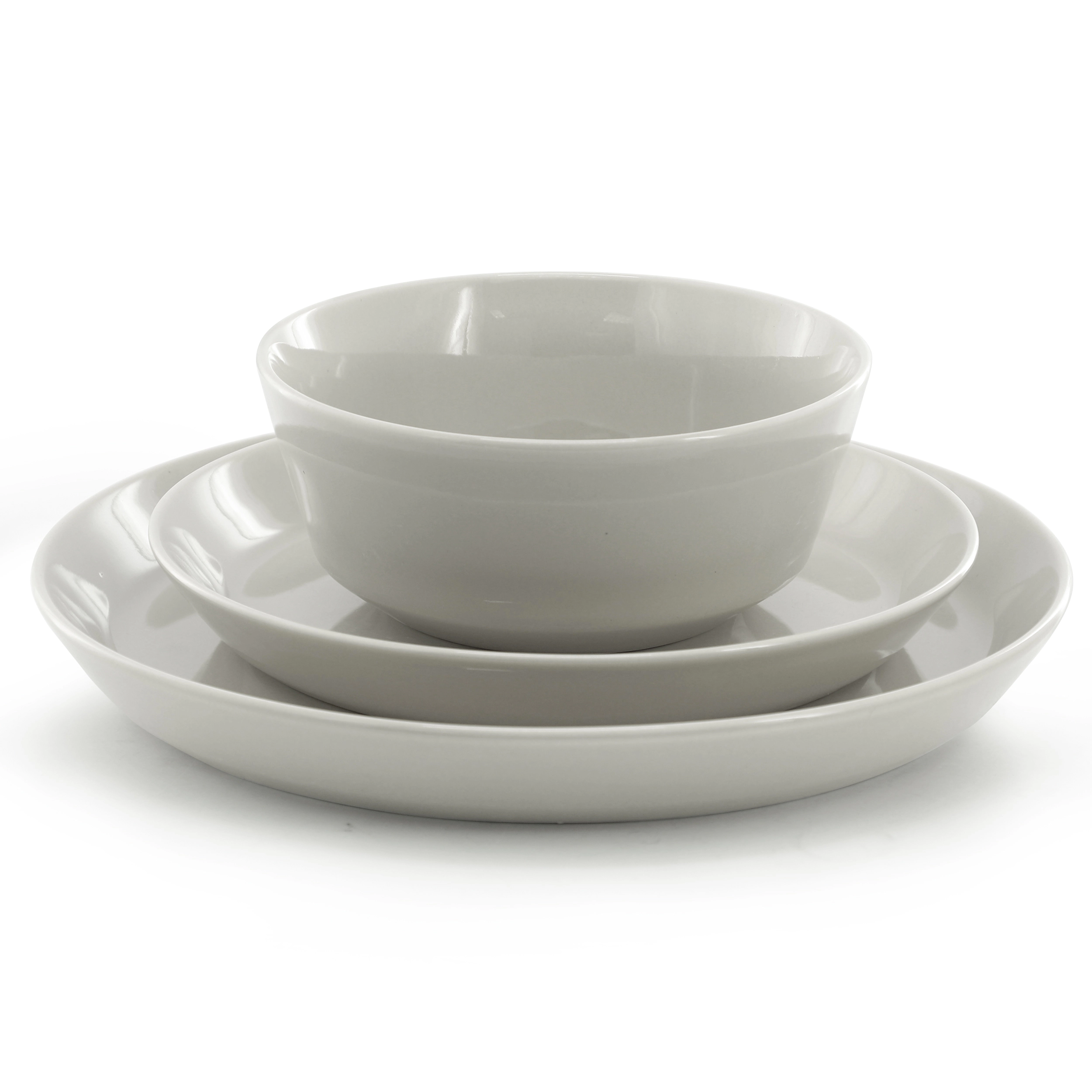 Gibson Elite Sunlit Mist 12 Piece Round Stoneware Dinnerware Set Gray