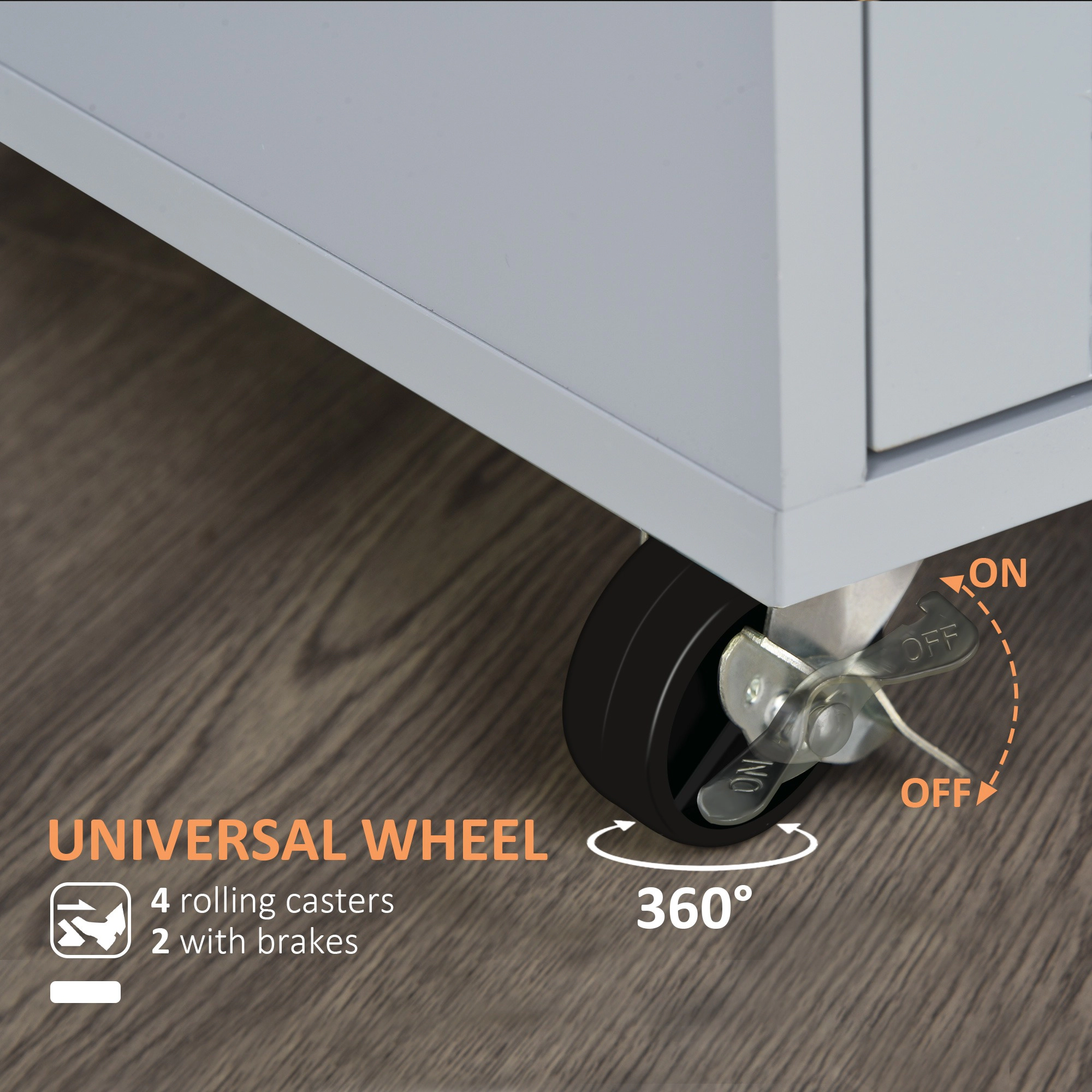 HONGGE Kitchen Island Cart Rolling Table with Solid Wood Top Trolley Drawer Storage Cabinet & Towel