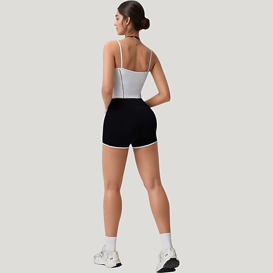 Anna-Kaci Womens Double Strap Square Neck Active Crop Top