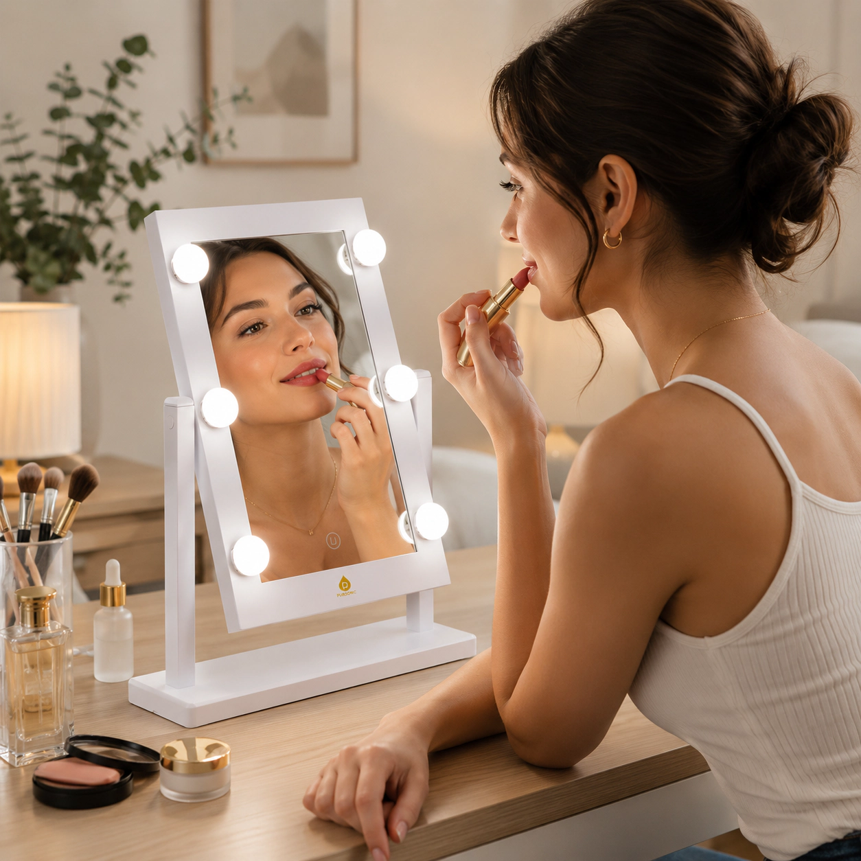 Pursonic Women’s Lighted Makeup Mirror: 14" LED Hollywood Glam Mirror – Refined Brilliance Pro Lighted Makeup Mirror