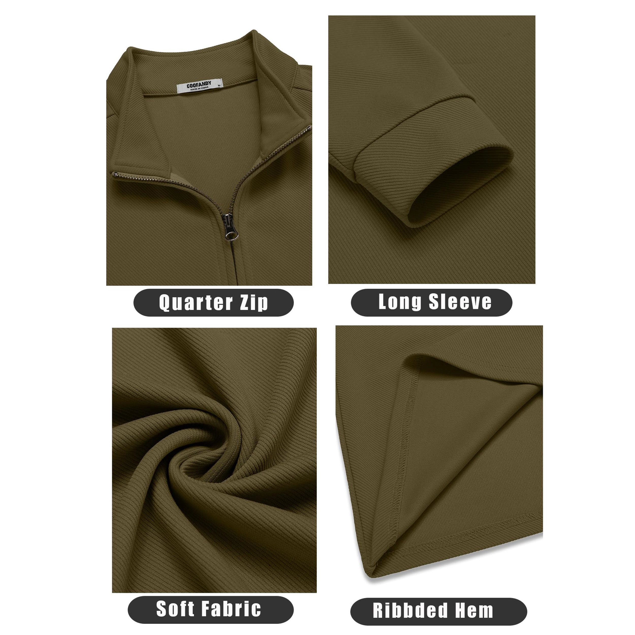 COOFANDY Men's Regular Fit Long Sleeve Quarter Zip Pullover