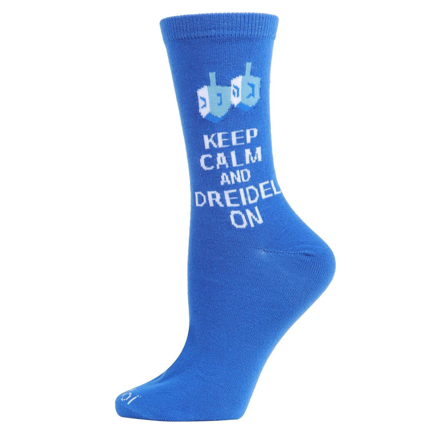 MeMoi Keep Calm & Dreidel On Holiday Crew Socks