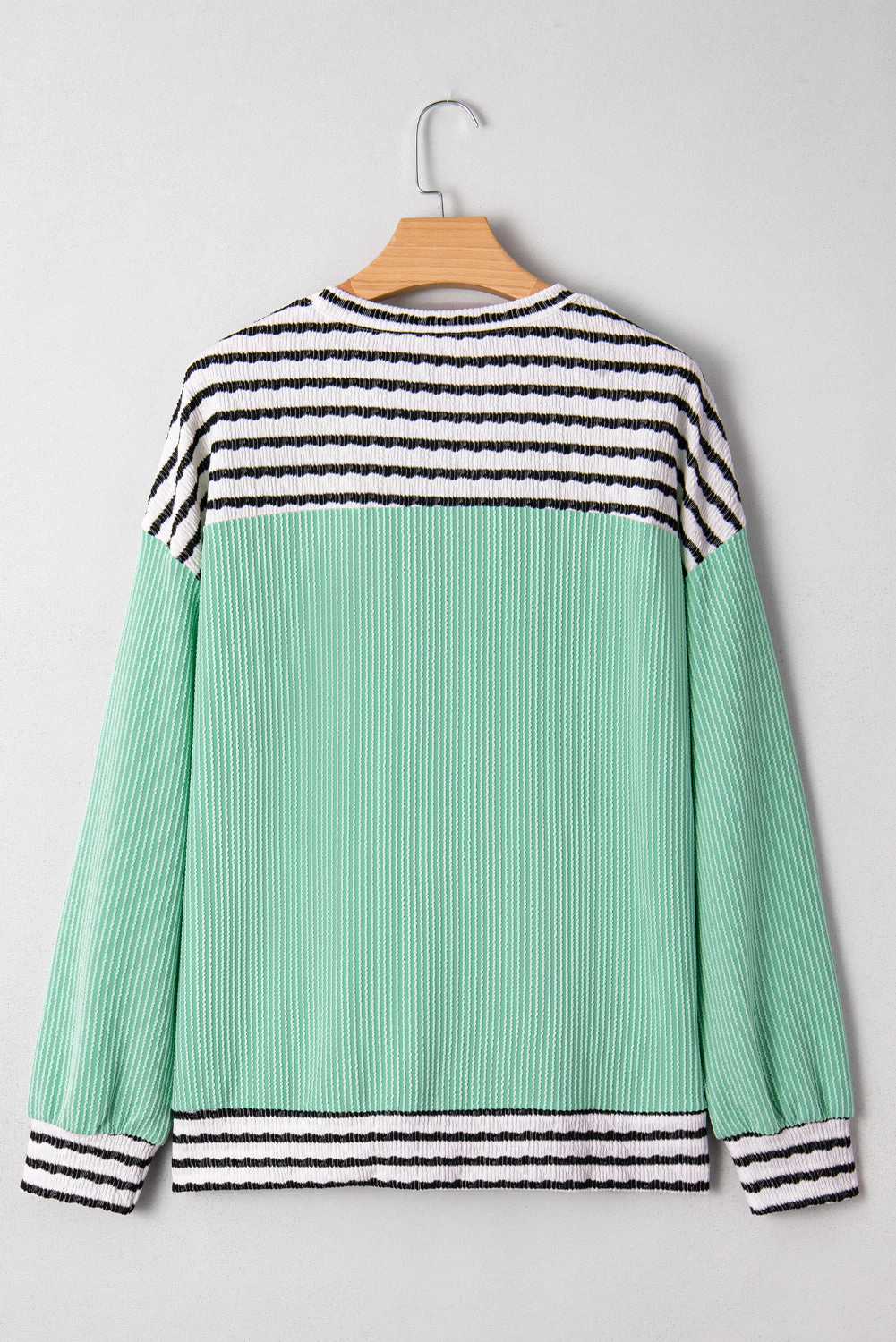 Threaded Pear Women's Claire Contrast Striped Patchwork Long Sleeve Top