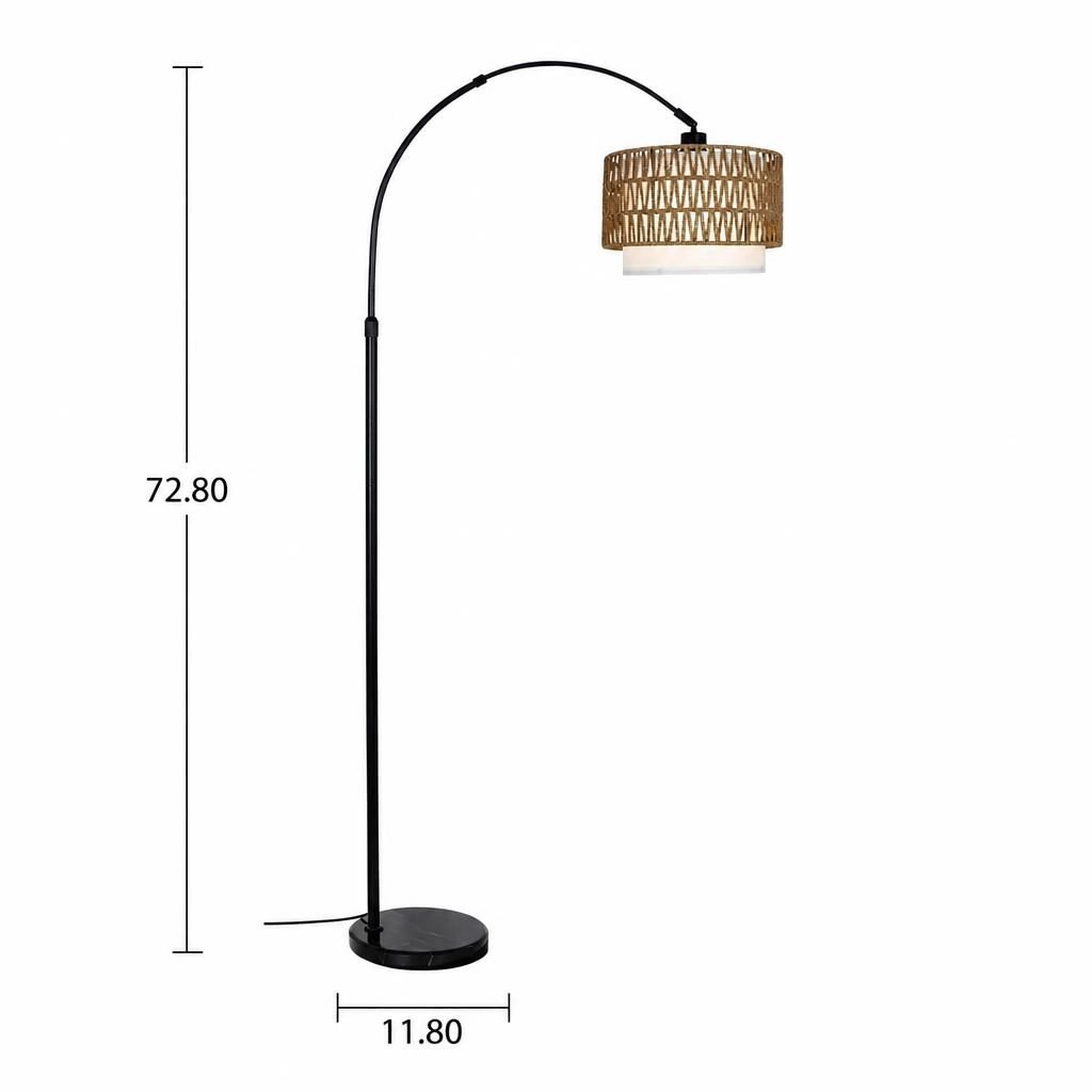 ELEMENT ACE Handwoven Rattan Metal Standing Floor Lamp