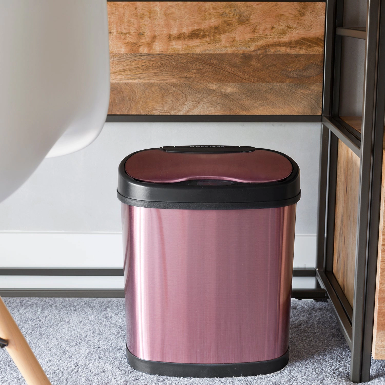 Ninestars Modern Oval 3.2-Gallon Stainless Steel Motion Sensor Trash Can