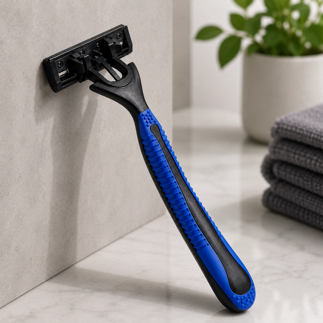 Pursonic Men's 3-Blade Disposable Razors with Pivoting Head, Lubricating Strip & Rubberized Grip Handle 6-Pack