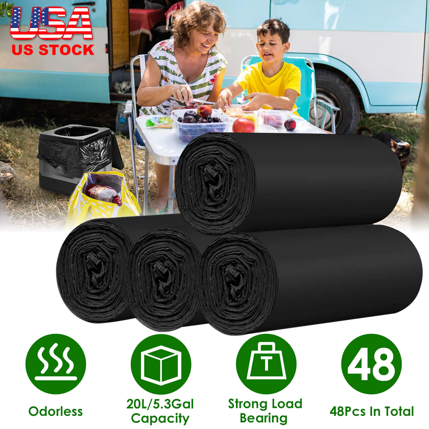 GBruno Biodegradable 5.3 Gallon Trash Bags